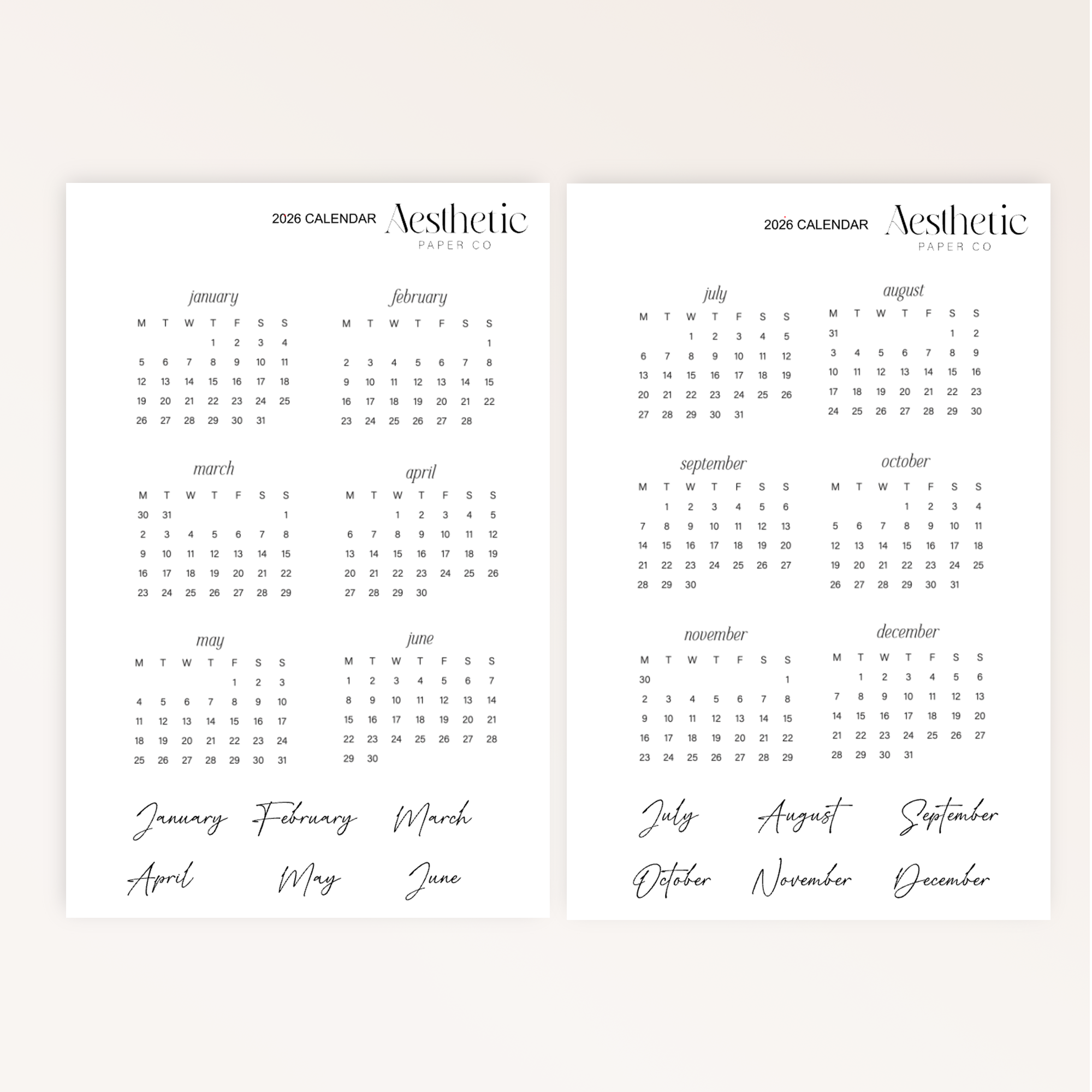 2026 CALENDAR | STICKERS