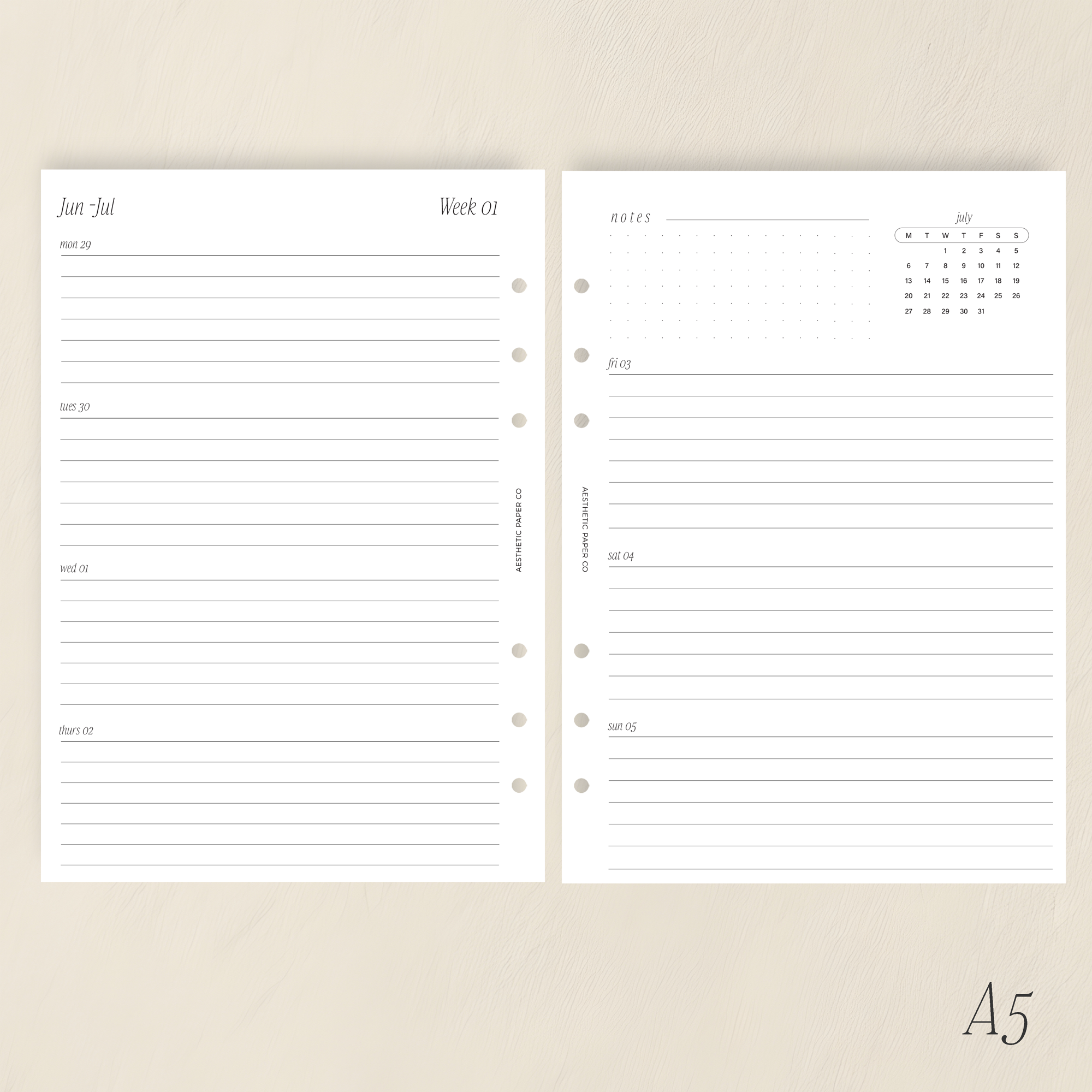 2026/27 WEEK ON TWO PAGE | WO2P HORIZTONAL LINED