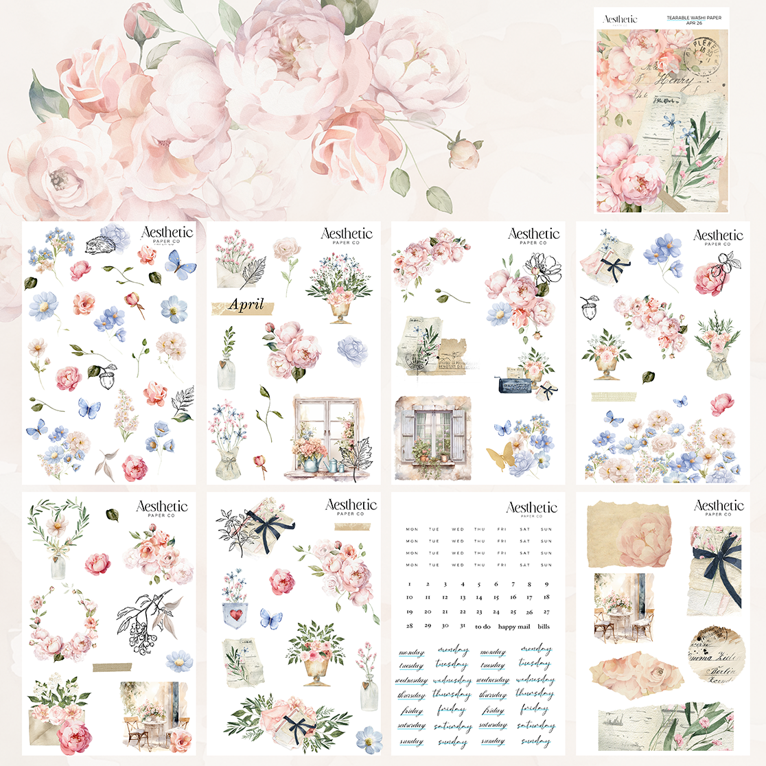 Monthly Planner Kit | April 2026 Sticker Kit