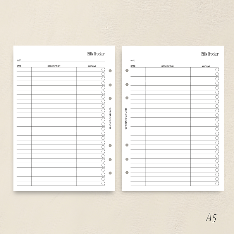 UN013 - Bills Tracker Insert | PDF