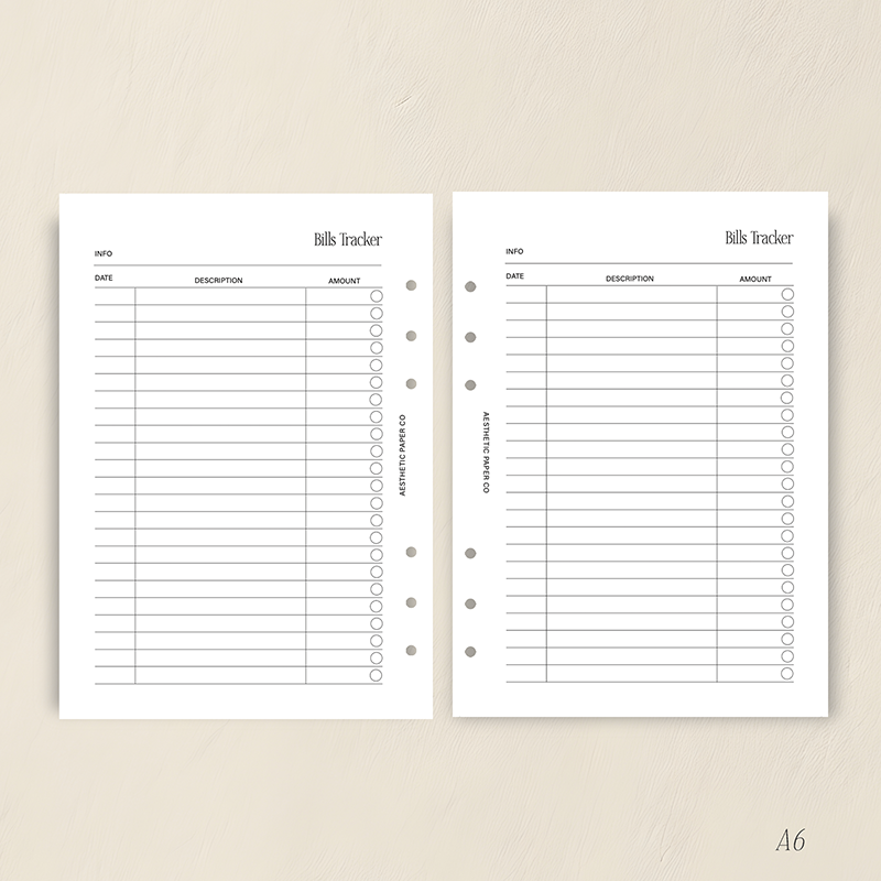 UN013 - Bills Tracker Insert | PDF