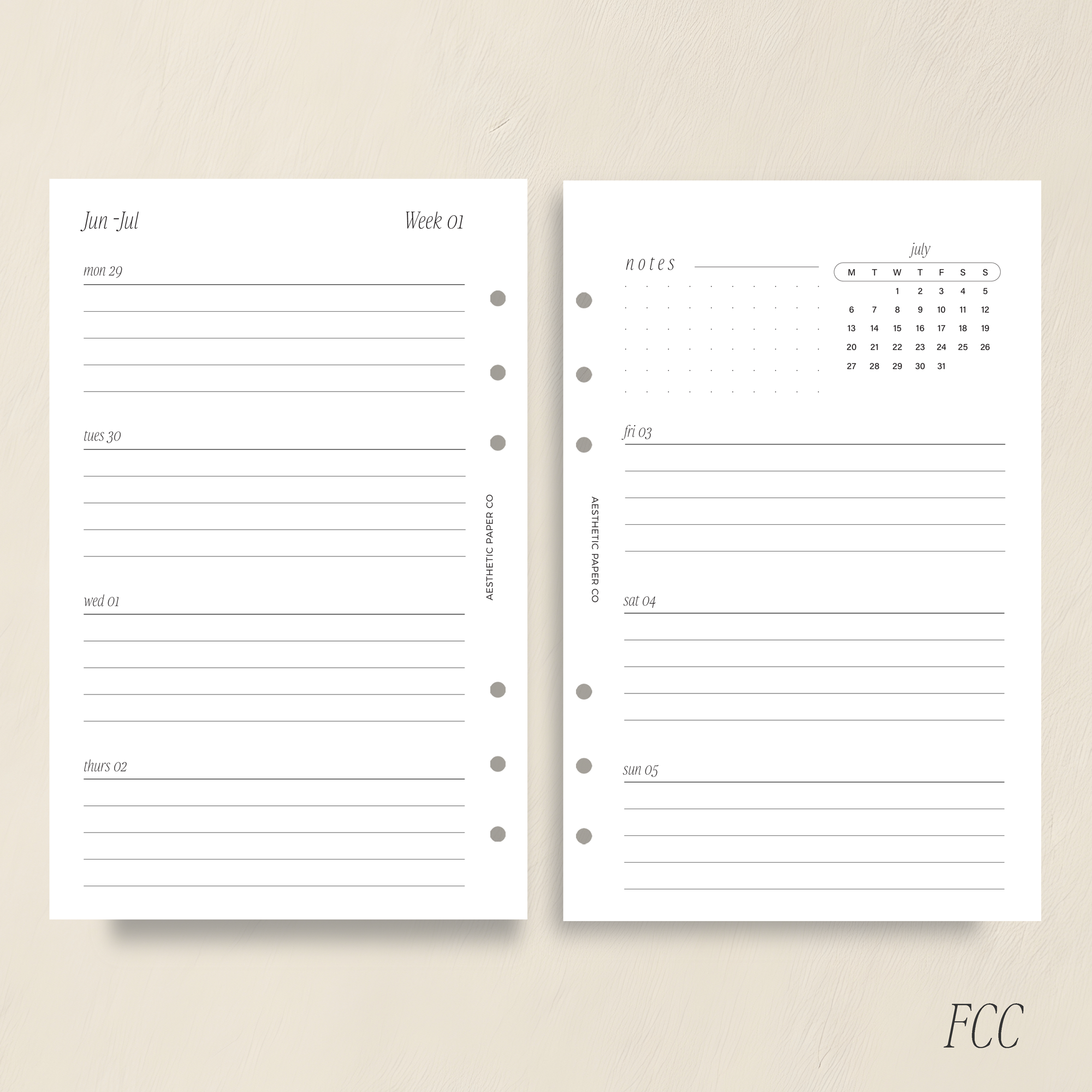 2026/27 WEEK ON TWO PAGE | WO2P HORIZTONAL LINED