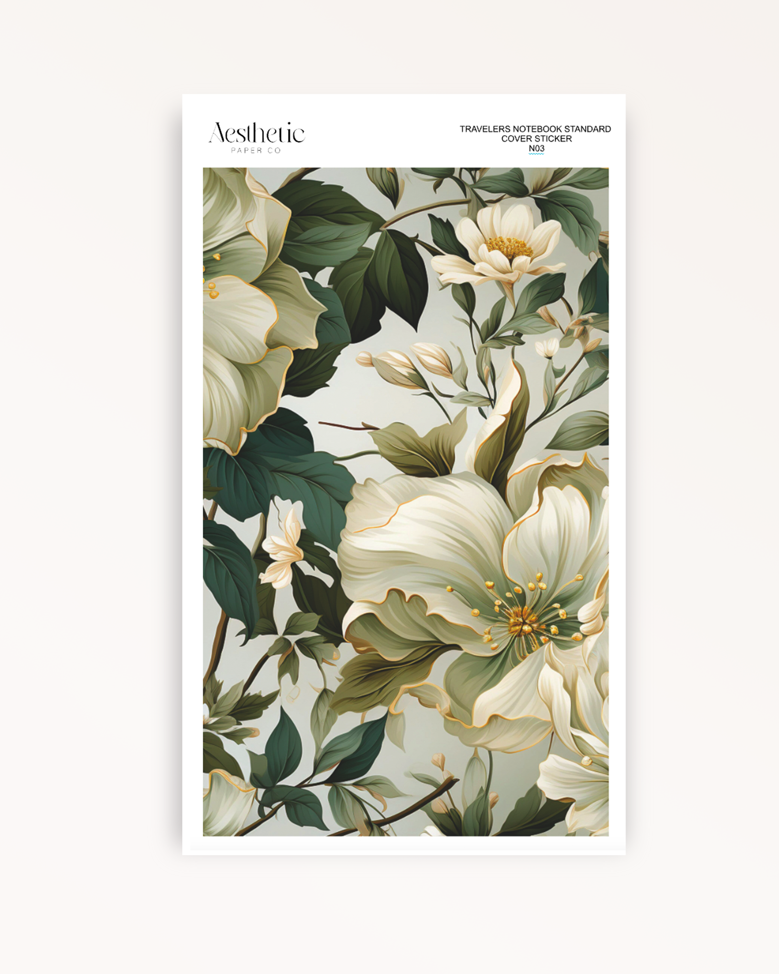 Traveler's Notebook Sticker Cover | GREEN FLORAL | STANDARD