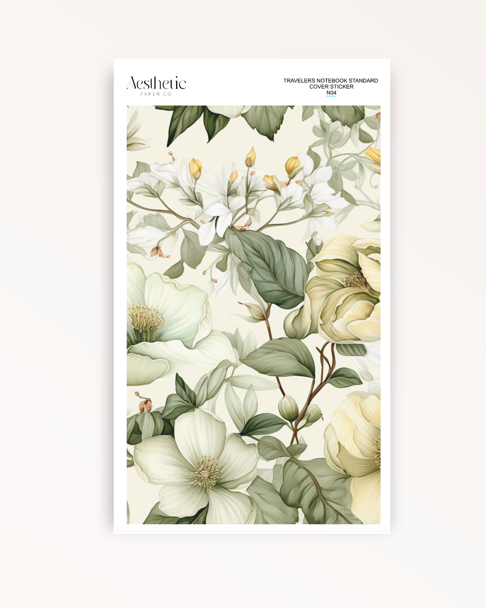 Traveler's Notebook Sticker Cover | GREEN FLORAL | STANDARD