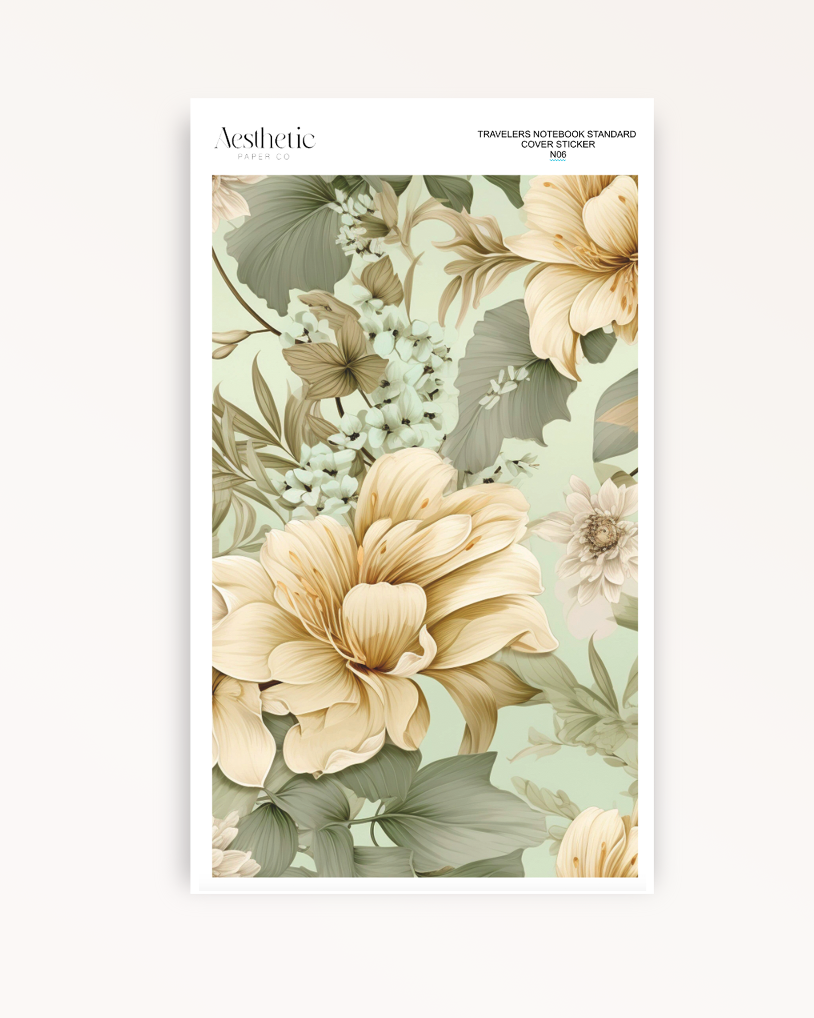 Traveler's Notebook Sticker Cover | GREEN FLORAL | STANDARD
