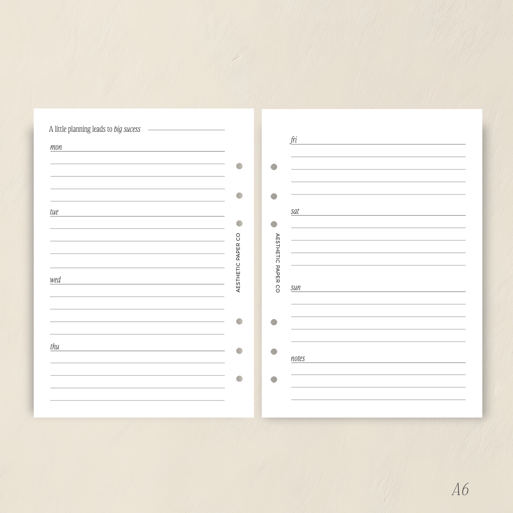 UN01 - Horizontal Weeklies Lined Insert | PDF