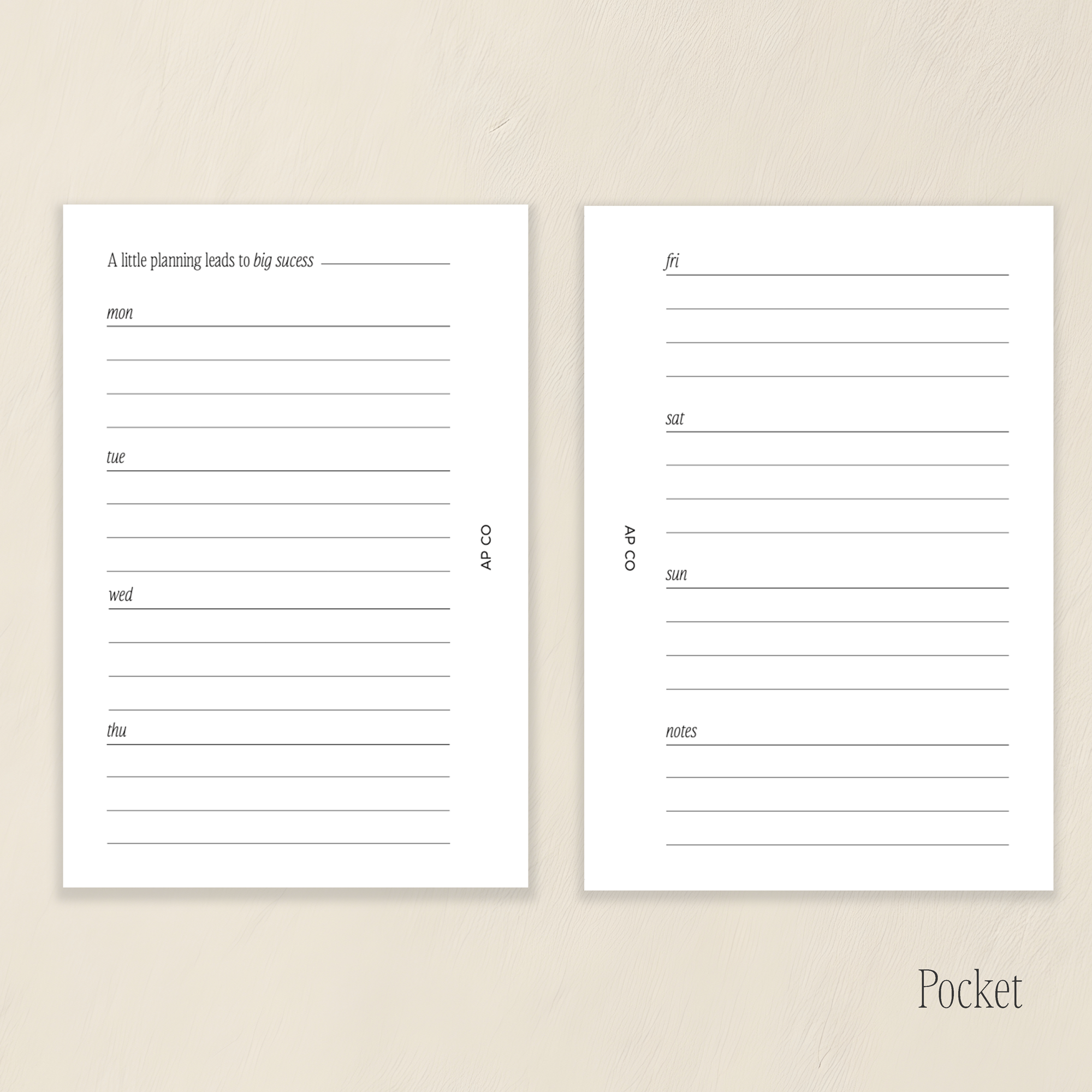 UN01 - Horizontal Weeklies Lined Insert | PDF