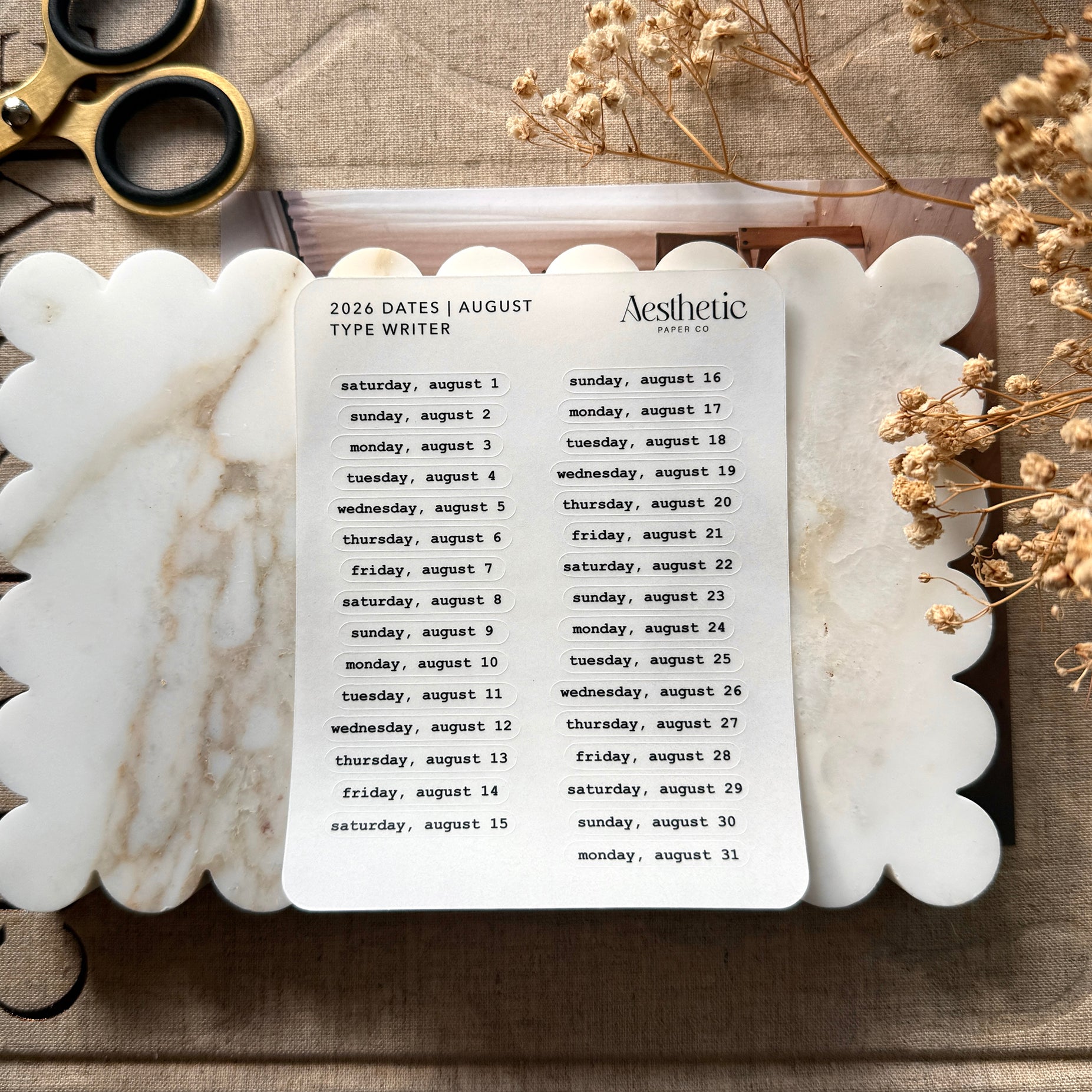 2026 DATE LABELS | TYPEWRITER | STICKER