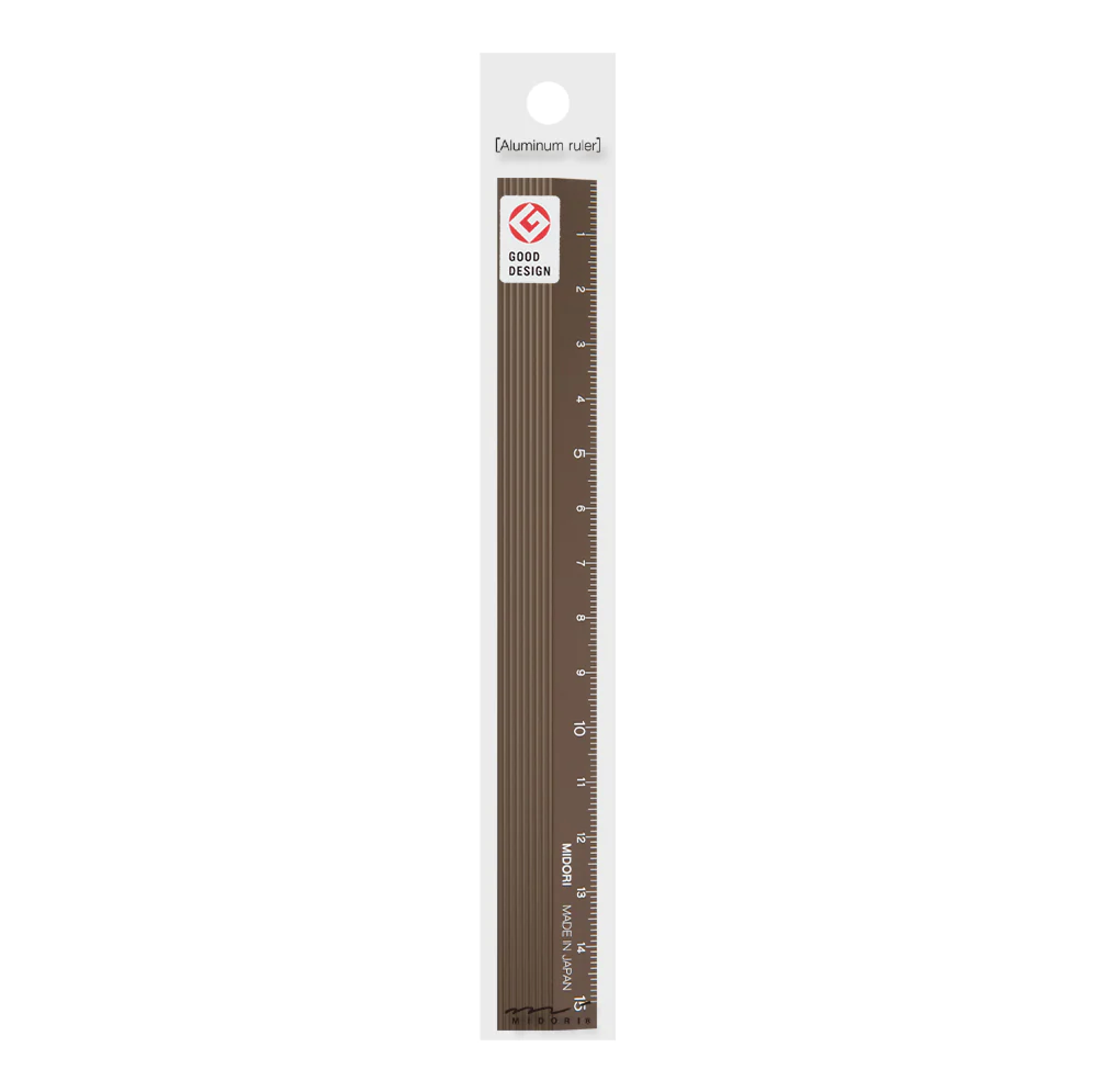 Midori Aluminum Ruler 15 cm- Brown