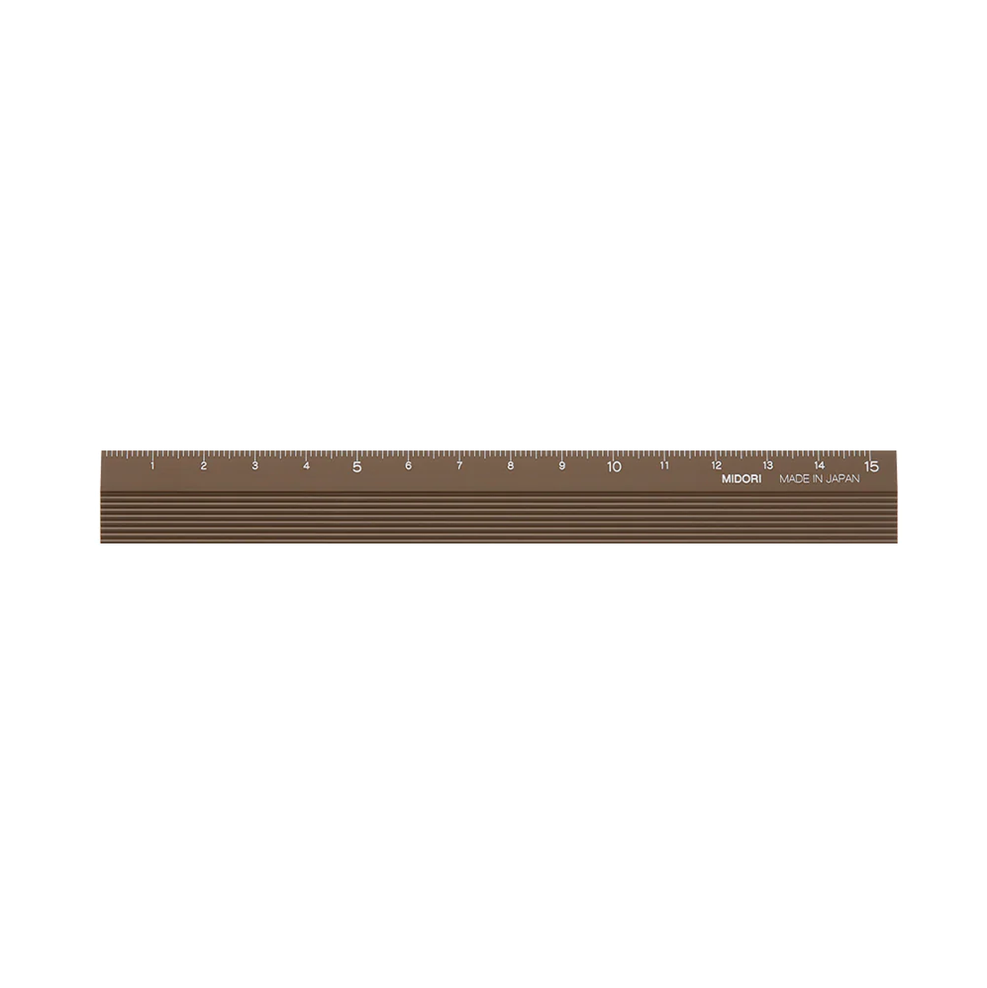 Midori Aluminum Ruler 15 cm- Brown