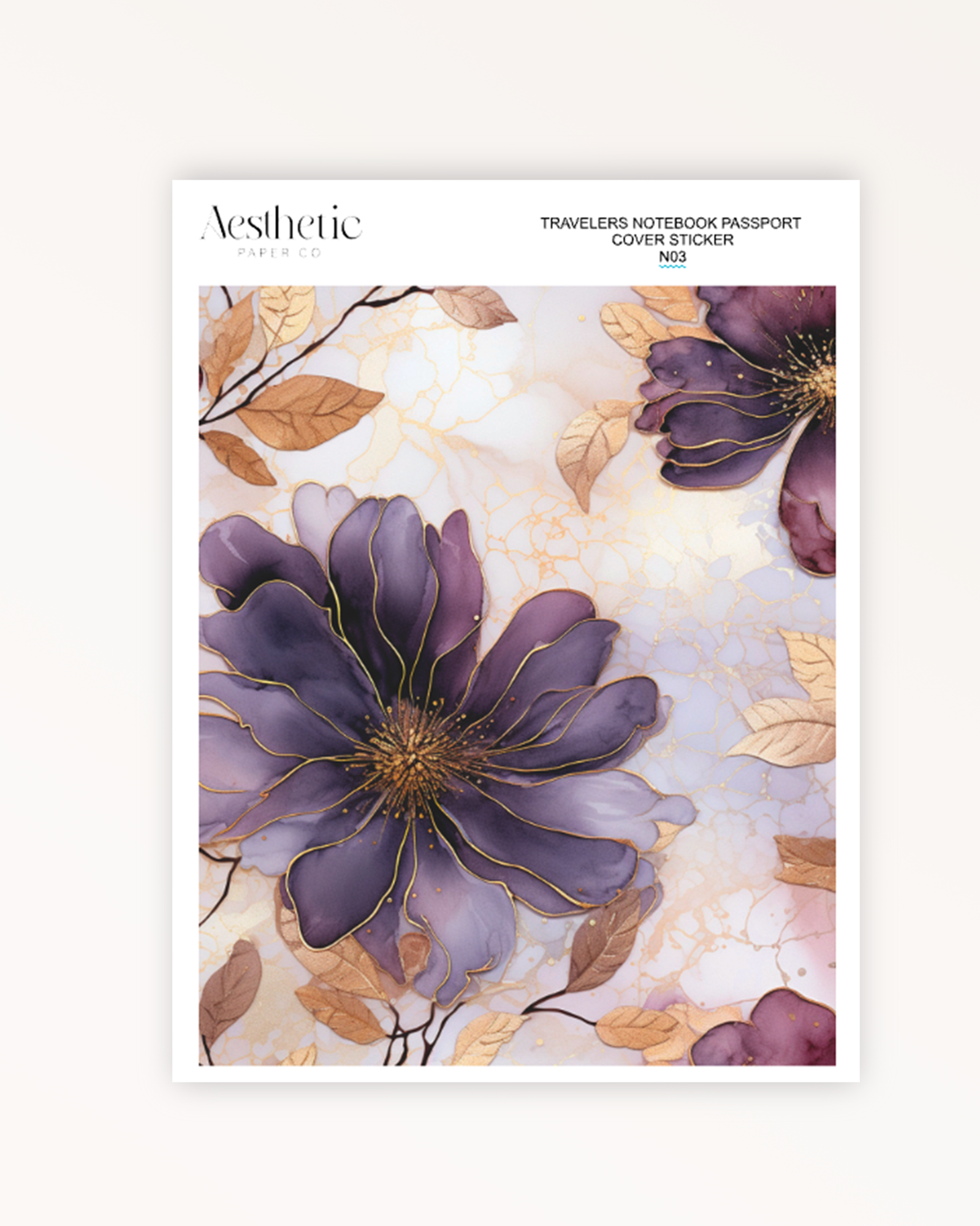 Traveler's Notebook Sticker Cover | PURPLE FLORAL | Passport