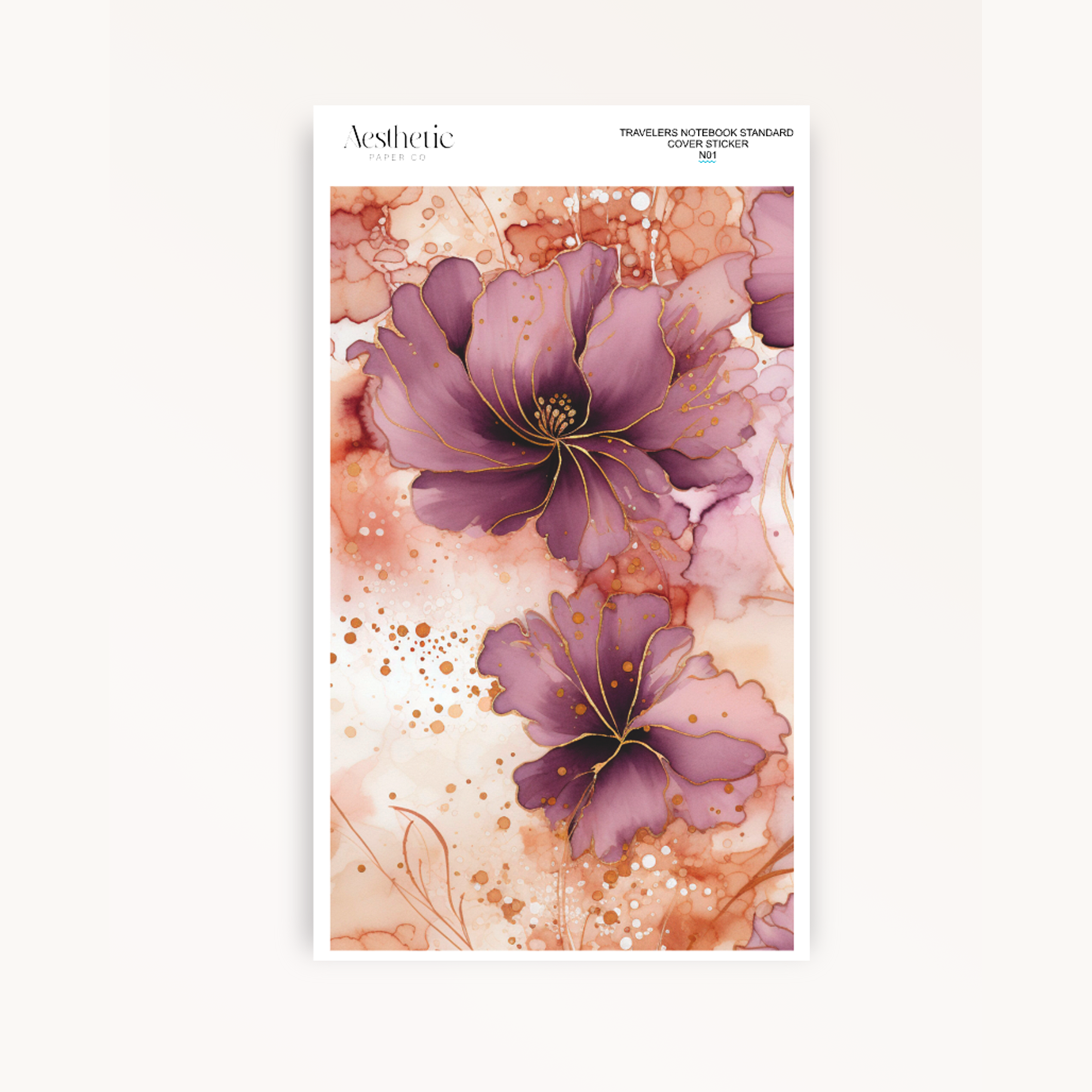 Traveler's Notebook Sticker Cover | PURPLE FLORAL | STANDARD