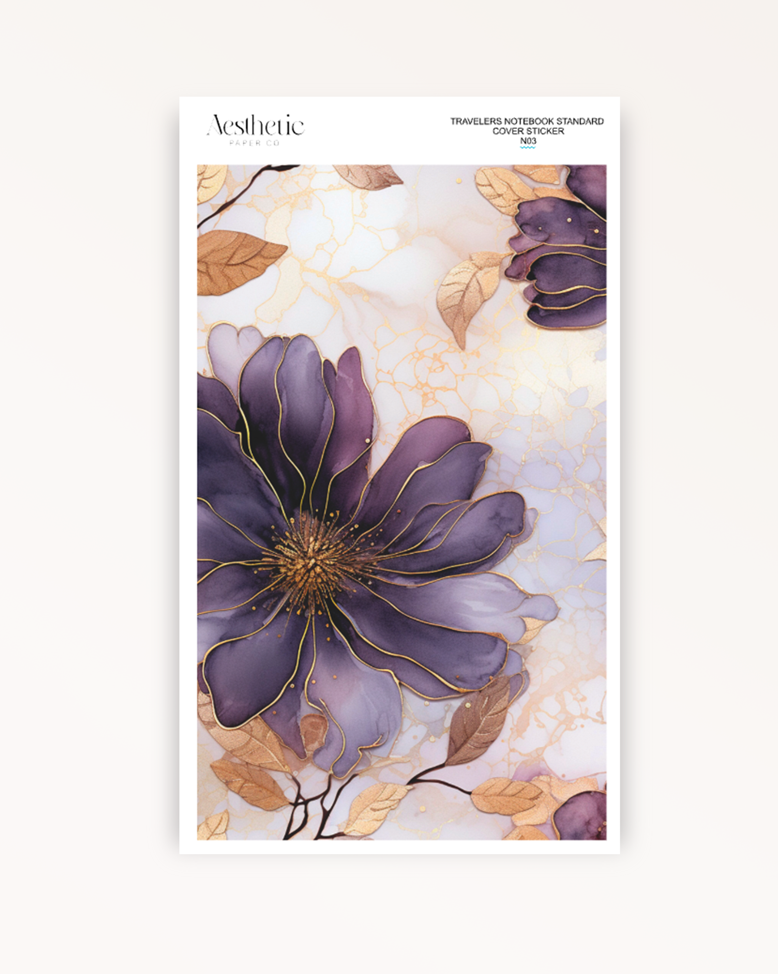 Traveler's Notebook Sticker Cover | PURPLE FLORAL | STANDARD