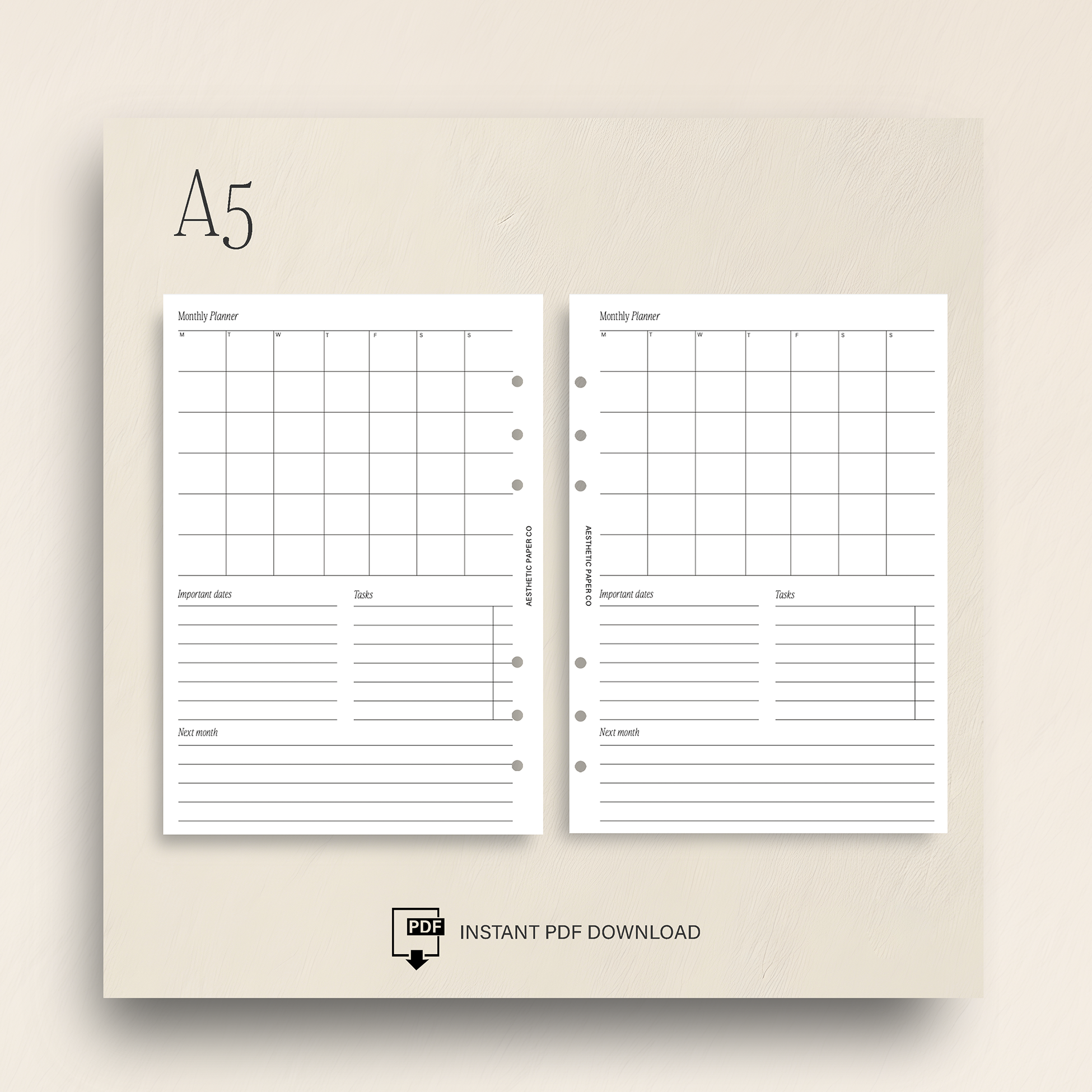MNO01 - Monthly Planner Insert | PDF
