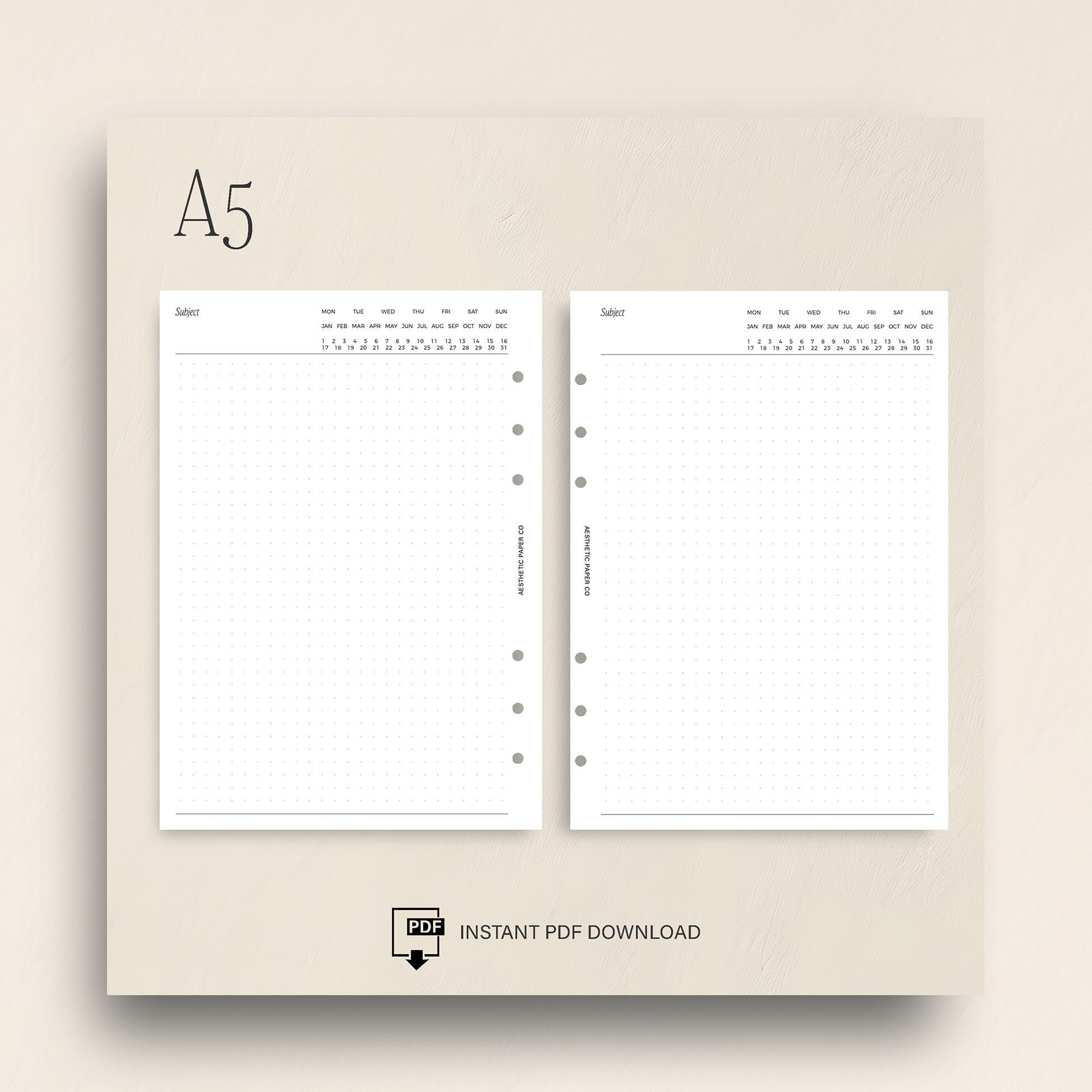 Undated Dot Grid Insert | PDF