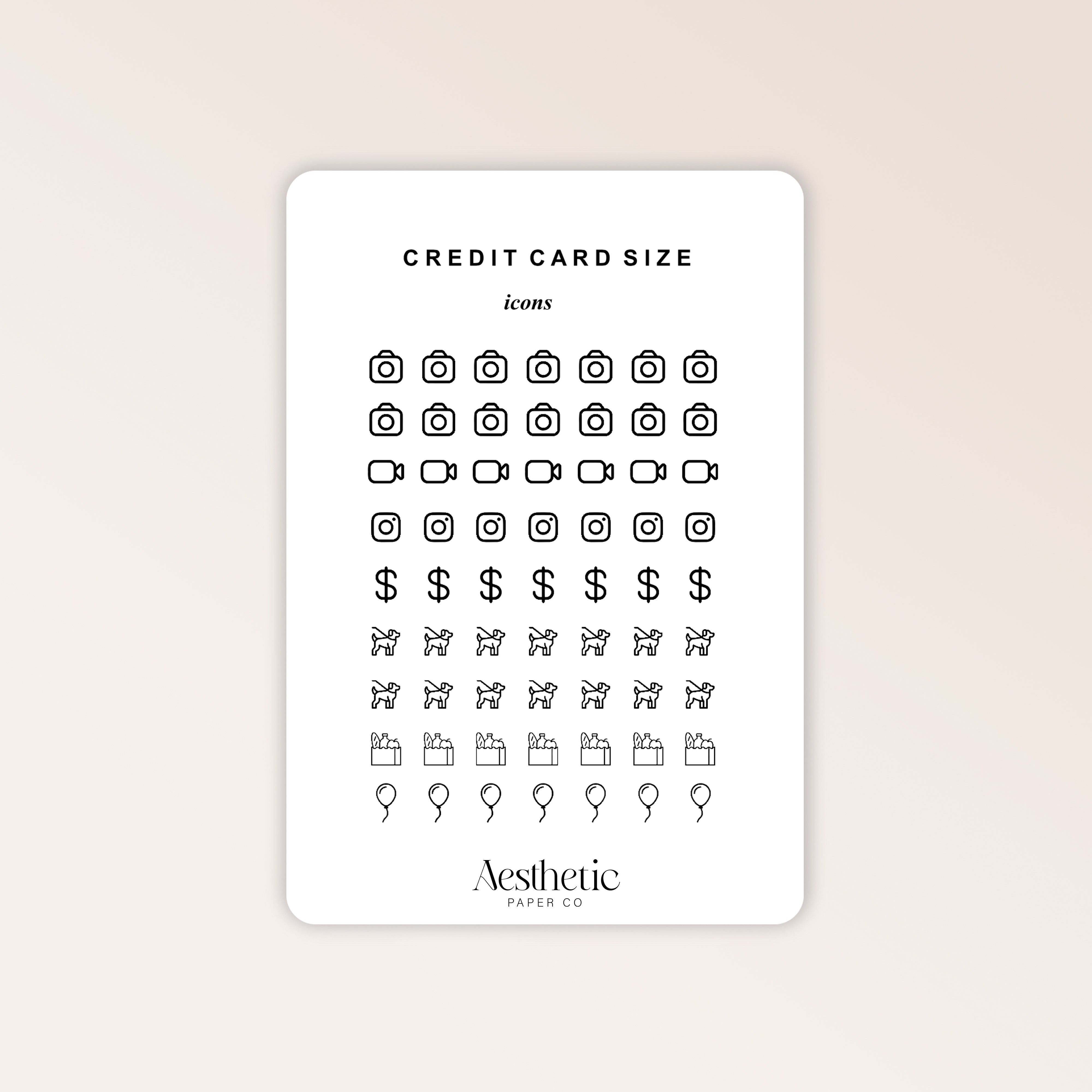 CREDIT CARD SIZED | ICON STICKERS | MINI