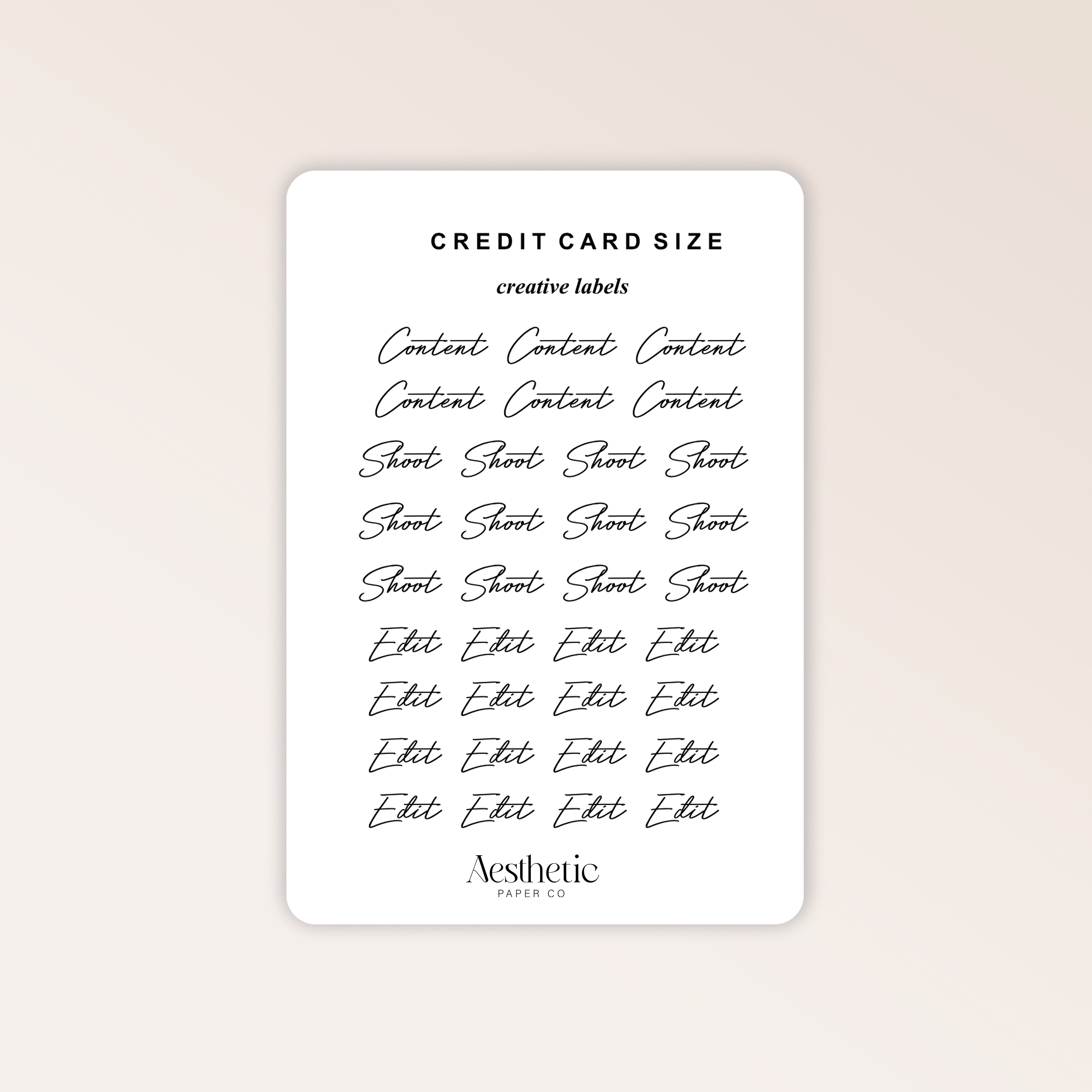 CREDIT CARD SIZED | CREATIVE STICKERS | MINI
