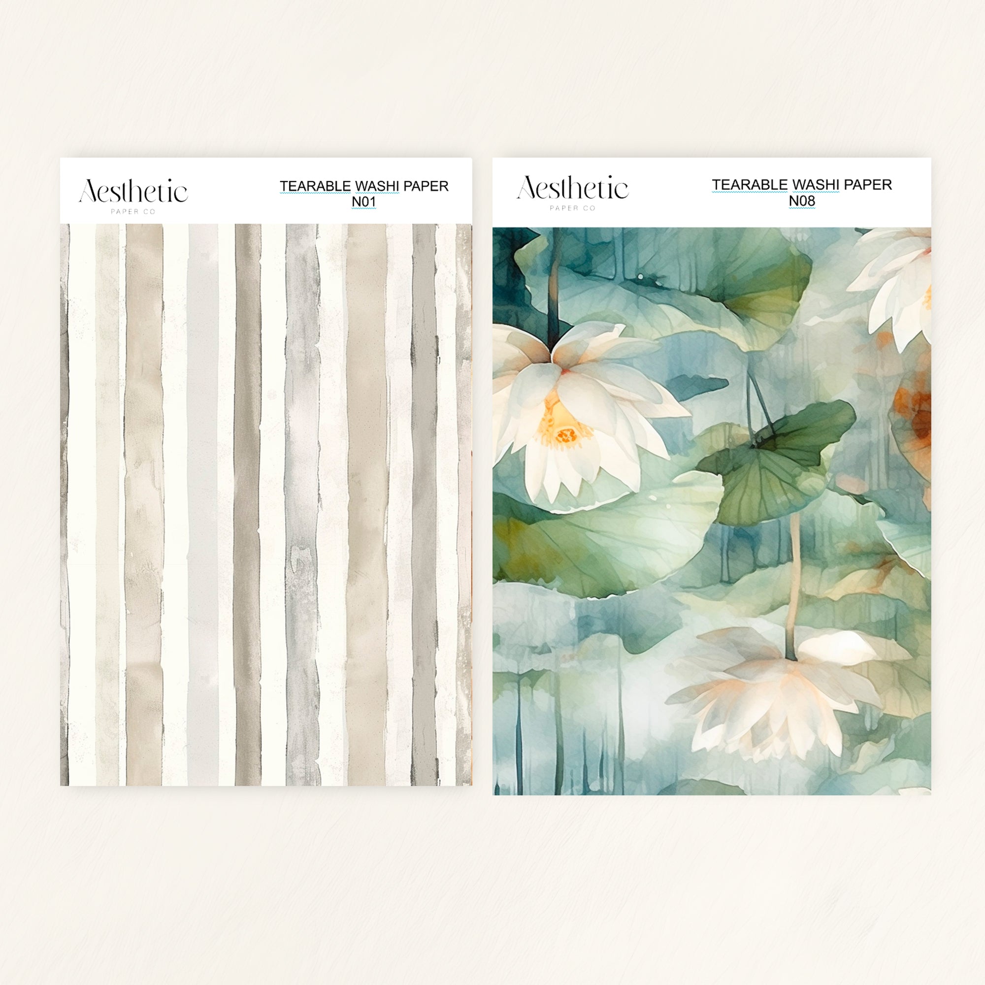 Tearable Washi Sticker Paper Sheet | N01-N12