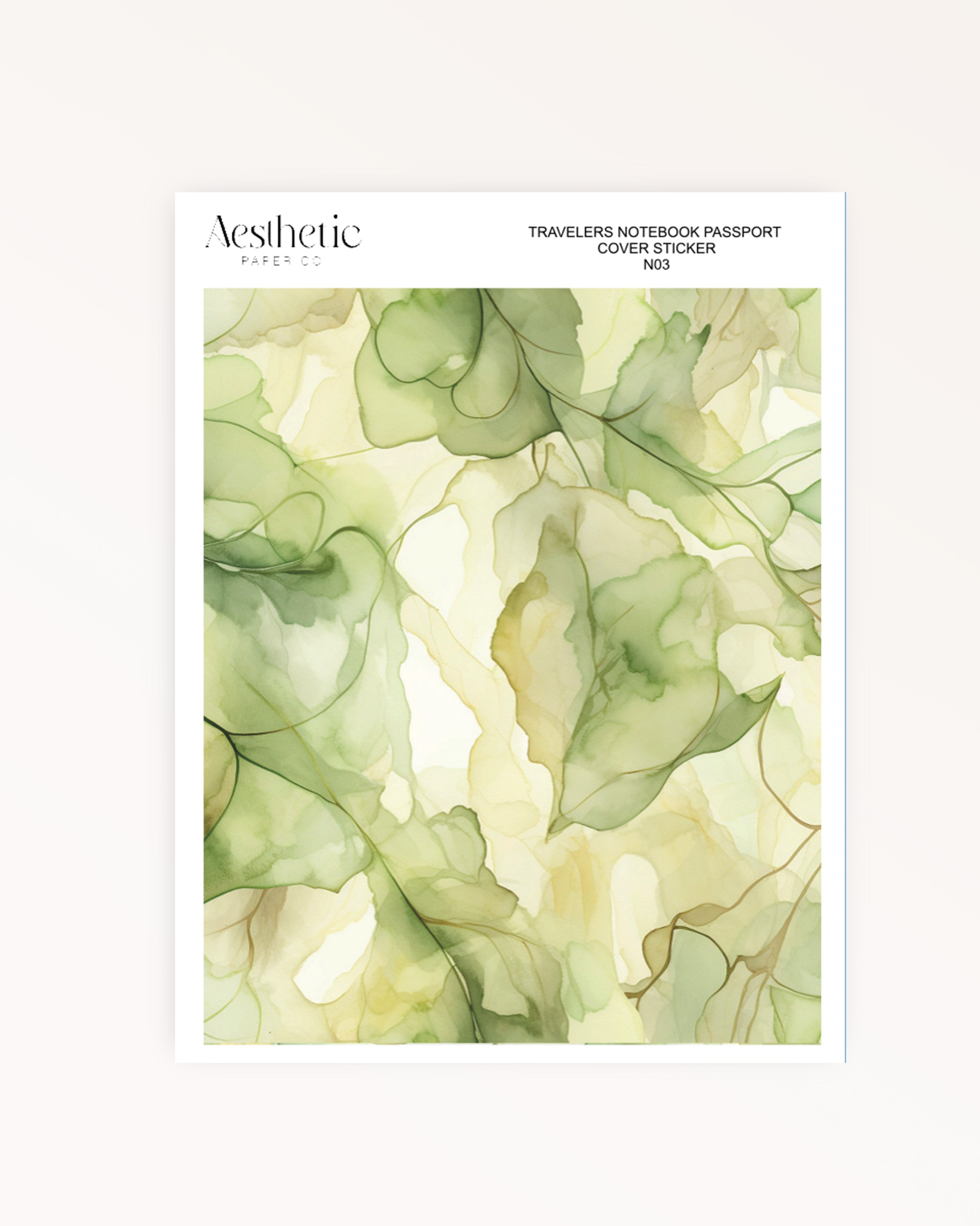 Traveler's Notebook Sticker Cover | GREEN FLORAL | Passport