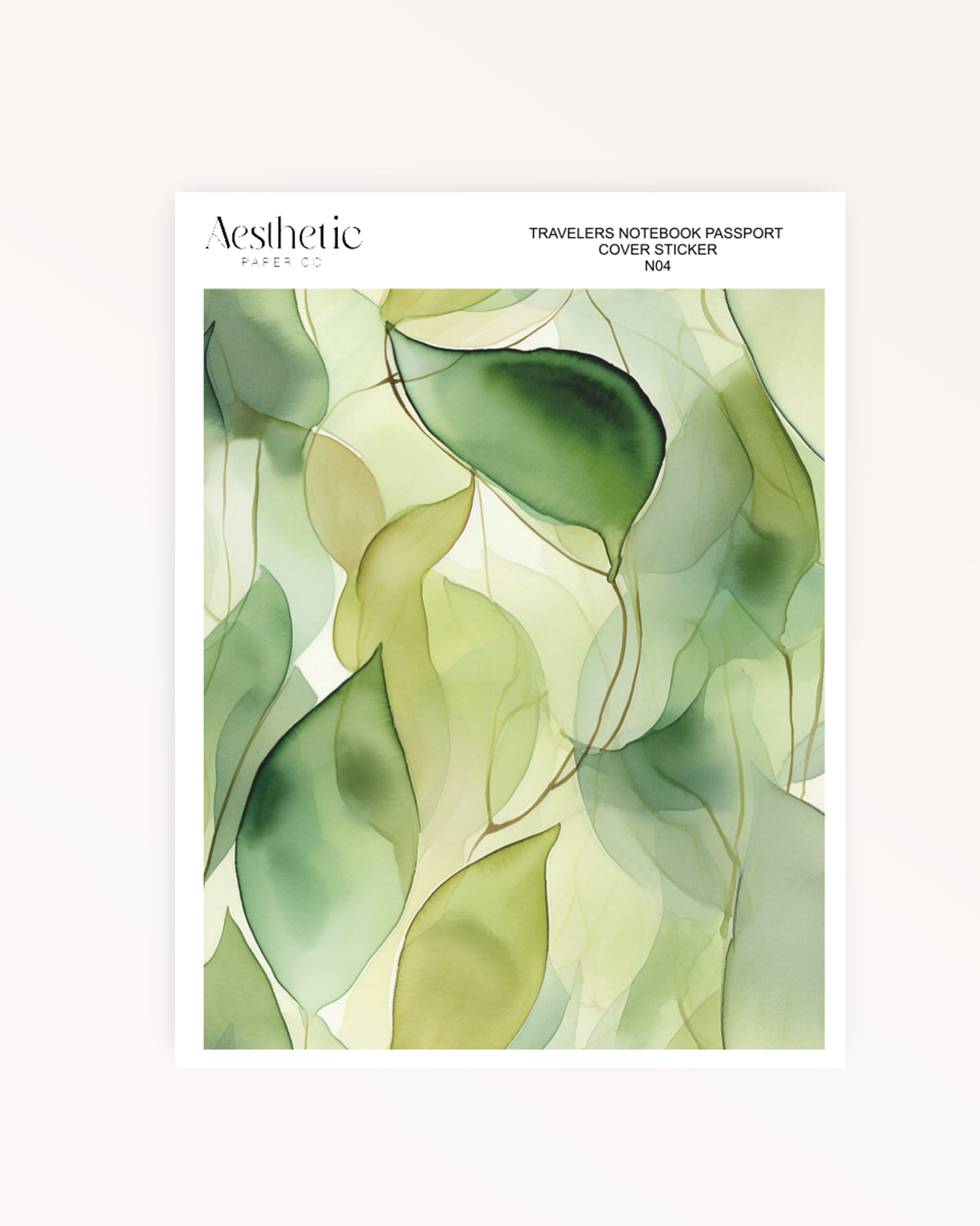 Traveler's Notebook Sticker Cover | GREEN FLORAL | Passport