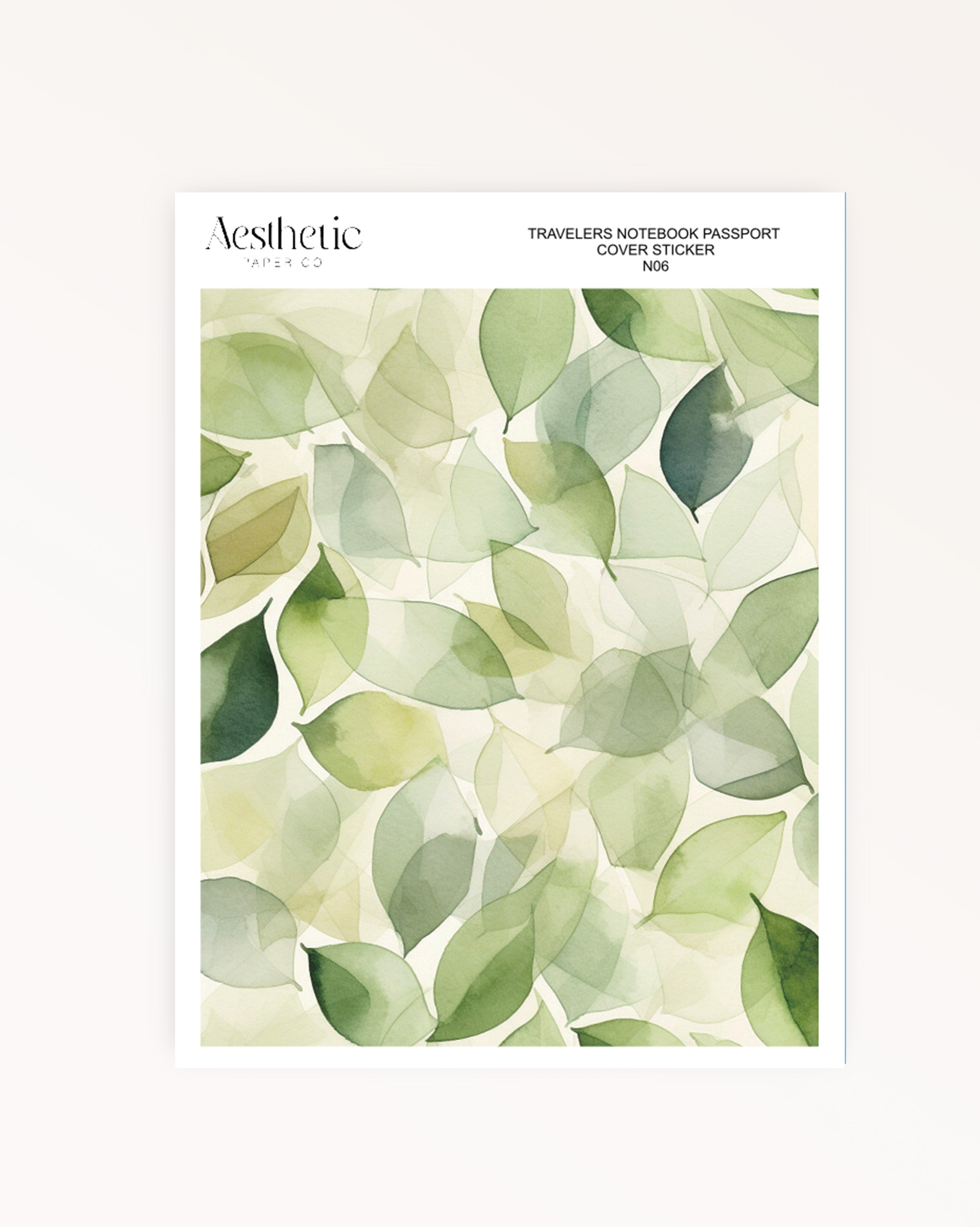 Traveler's Notebook Sticker Cover | GREEN FLORAL | Passport