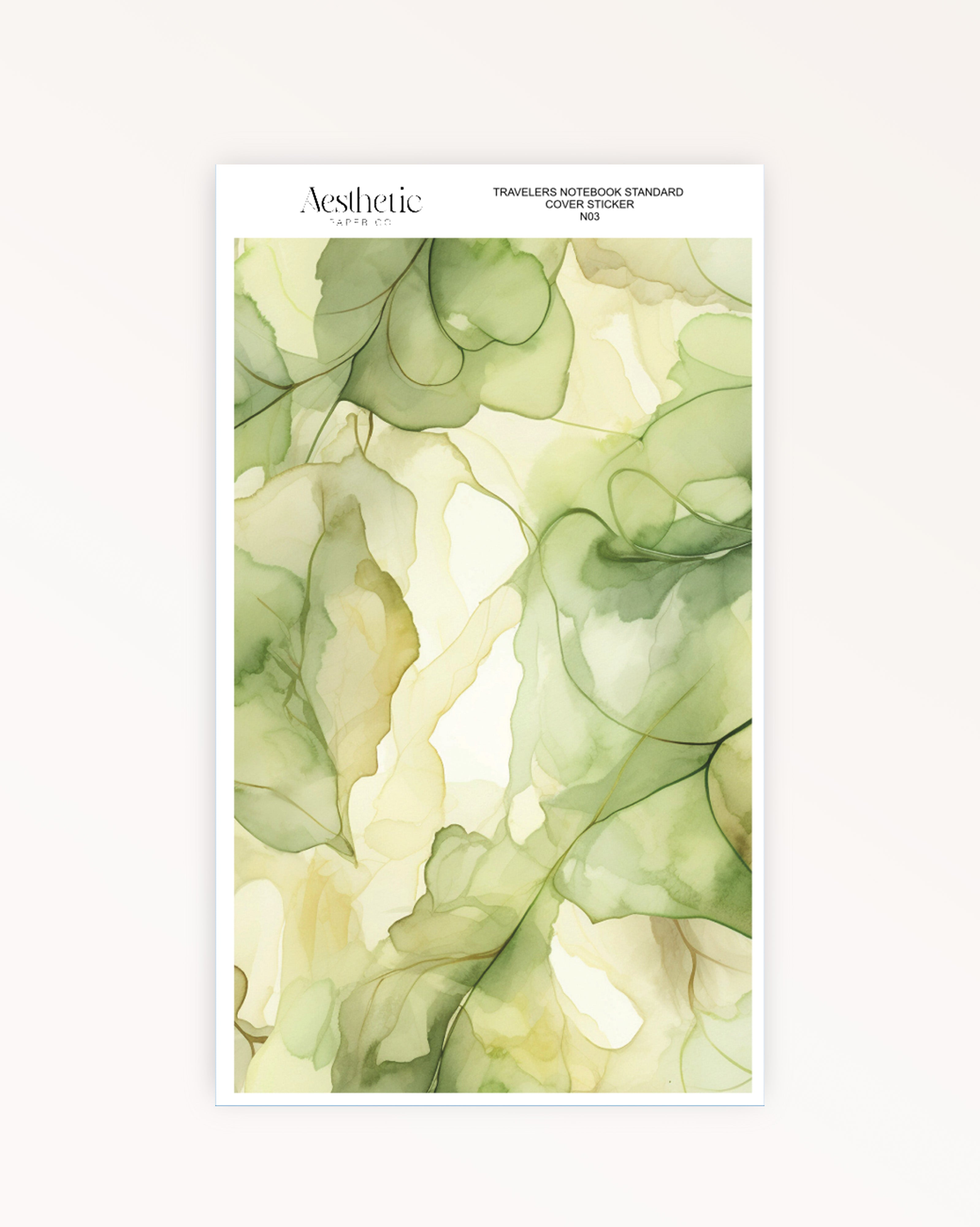 Traveler's Notebook Sticker Cover | GREEN FLORAL | STANDARD