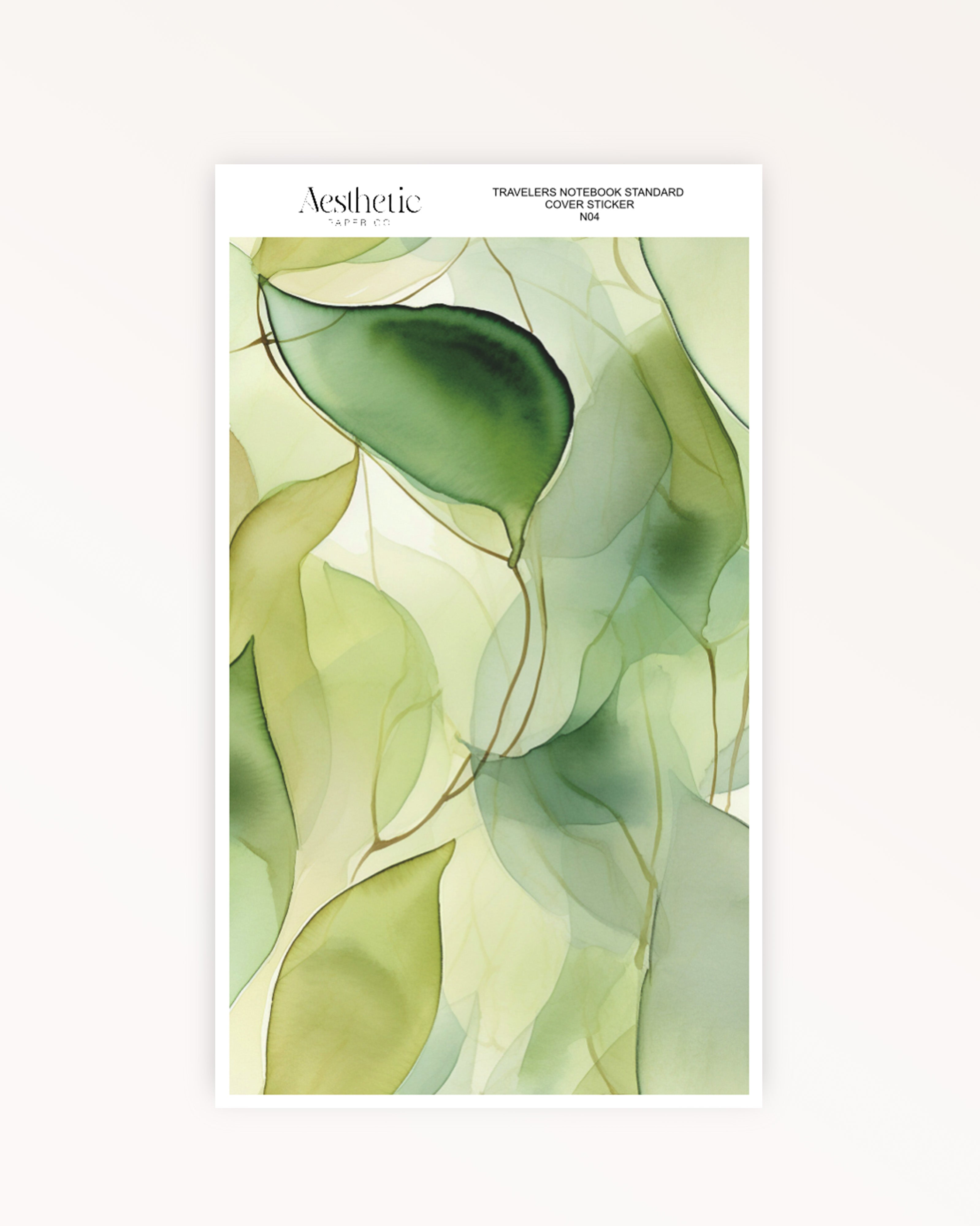 Traveler's Notebook Sticker Cover | GREEN FLORAL | STANDARD