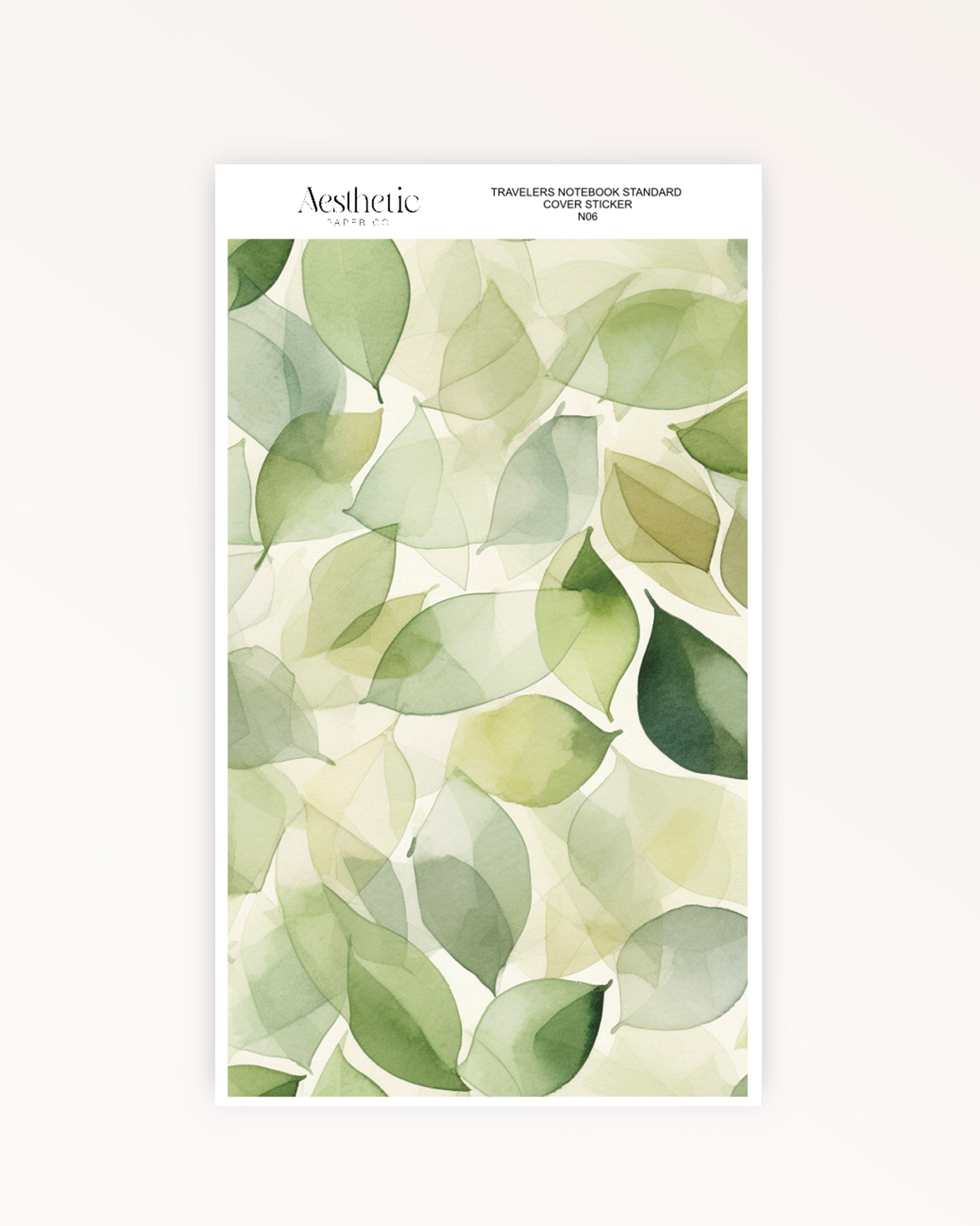 Traveler's Notebook Sticker Cover | GREEN FLORAL | STANDARD
