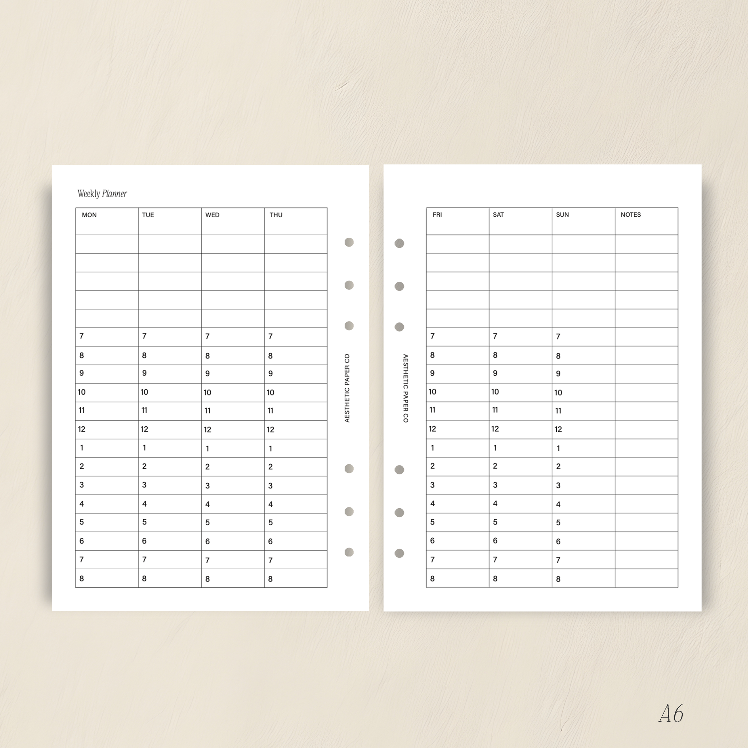 UWN01 - Vertical Undated Schedule Weekly Insert | PDF