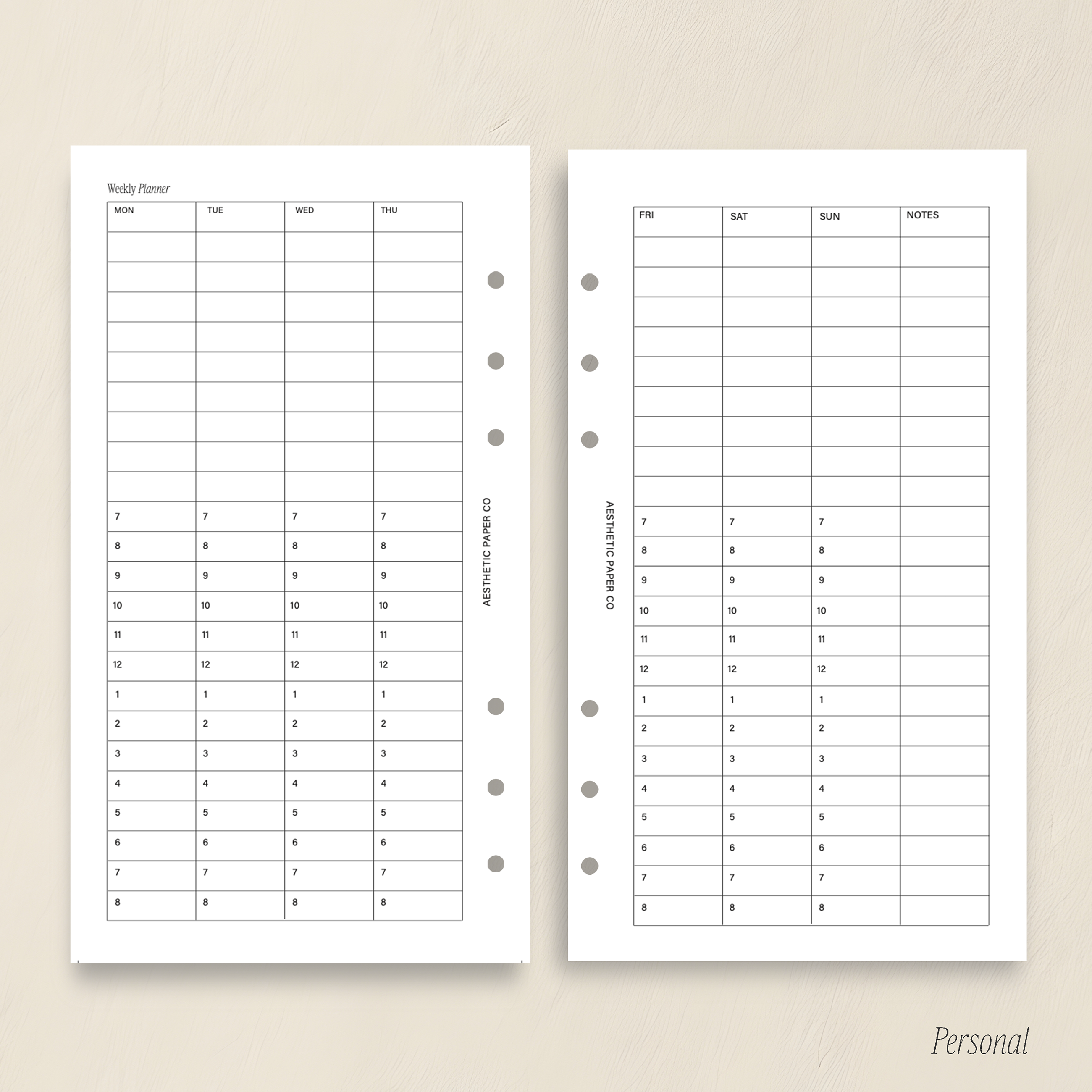 UWN01 - Vertical Undated Schedule Weekly Insert | PDF
