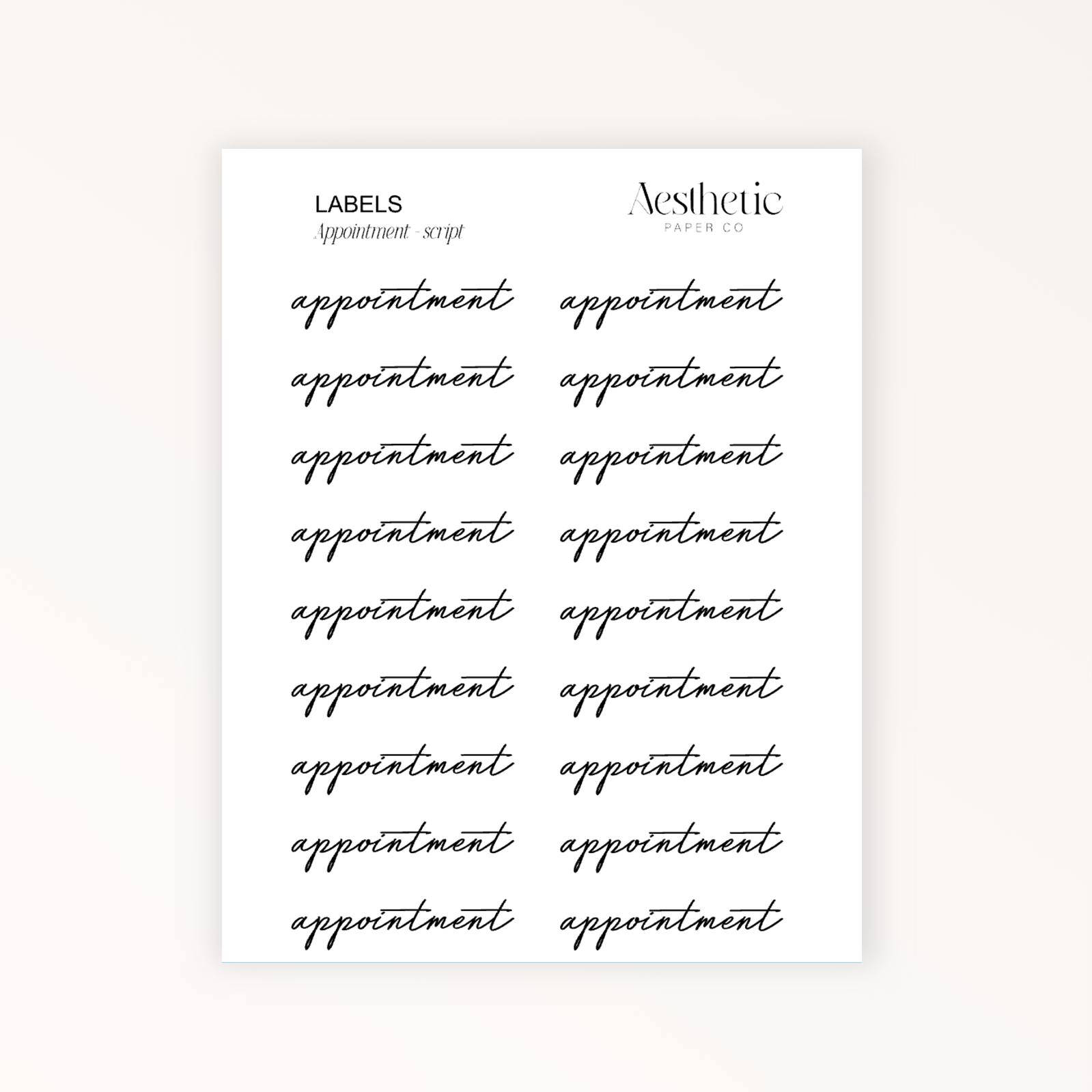 LABELS | Appointment