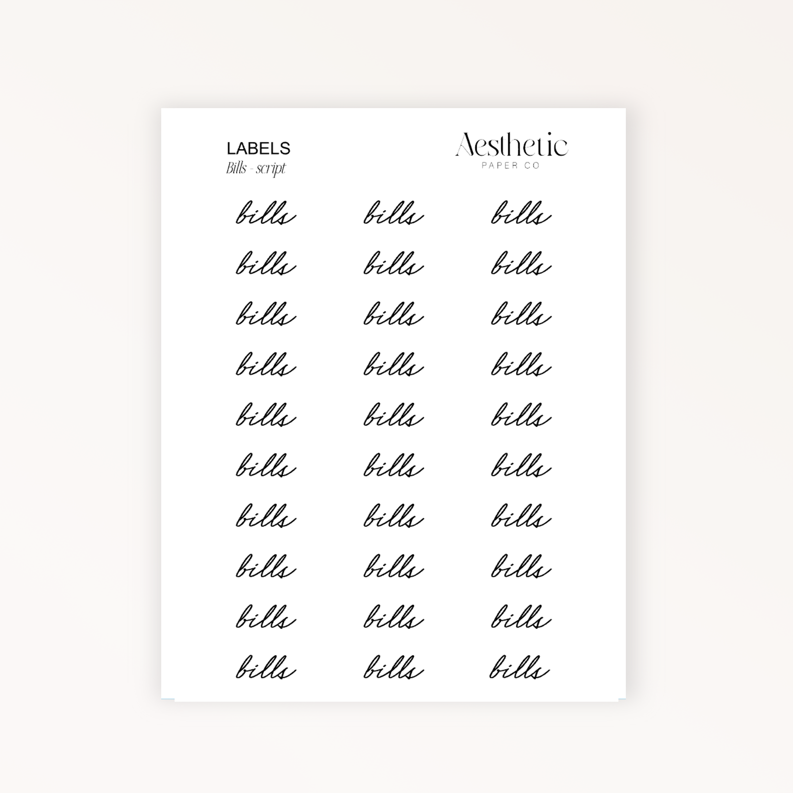 LABELS | Bills