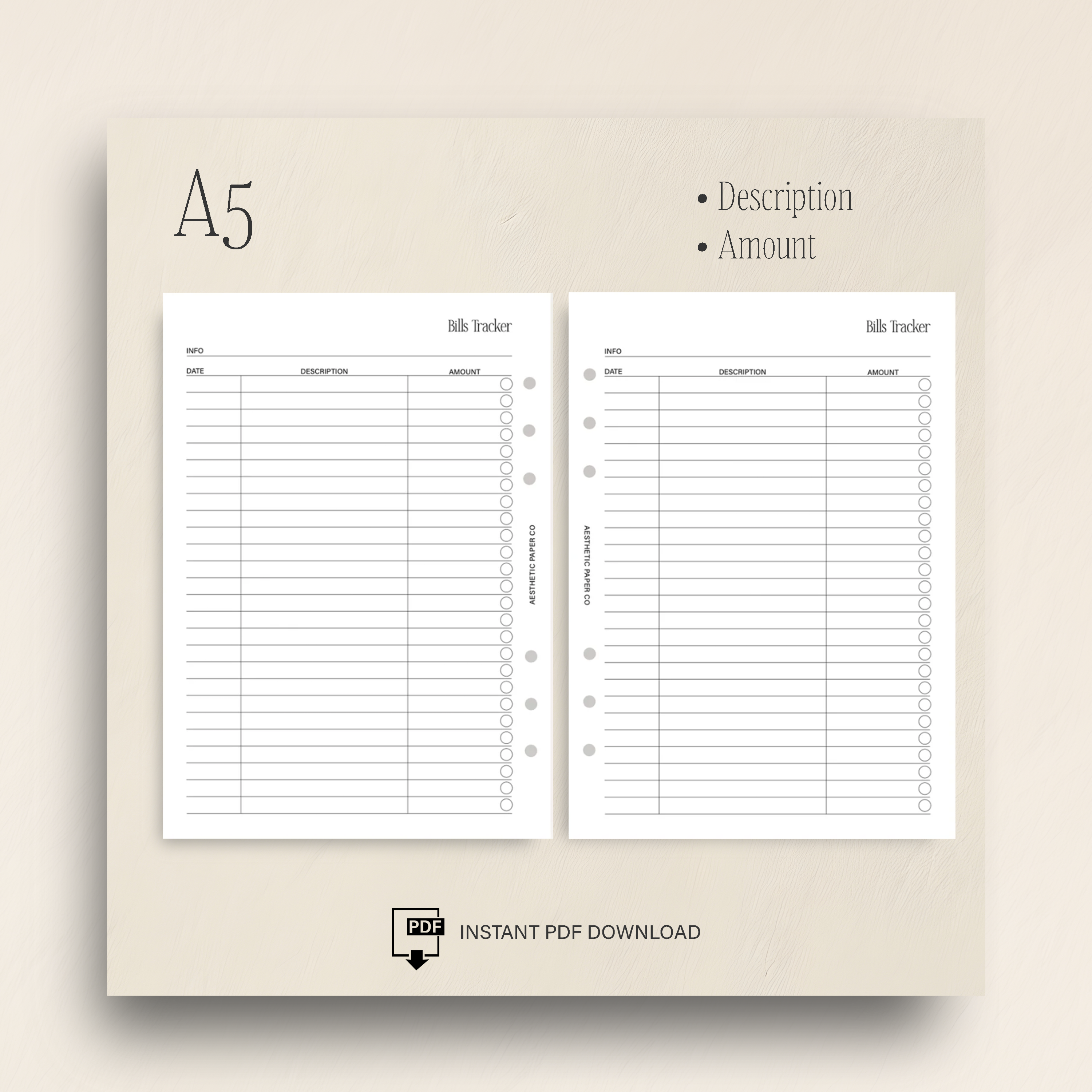 UN013 - Bills Tracker Insert | PDF