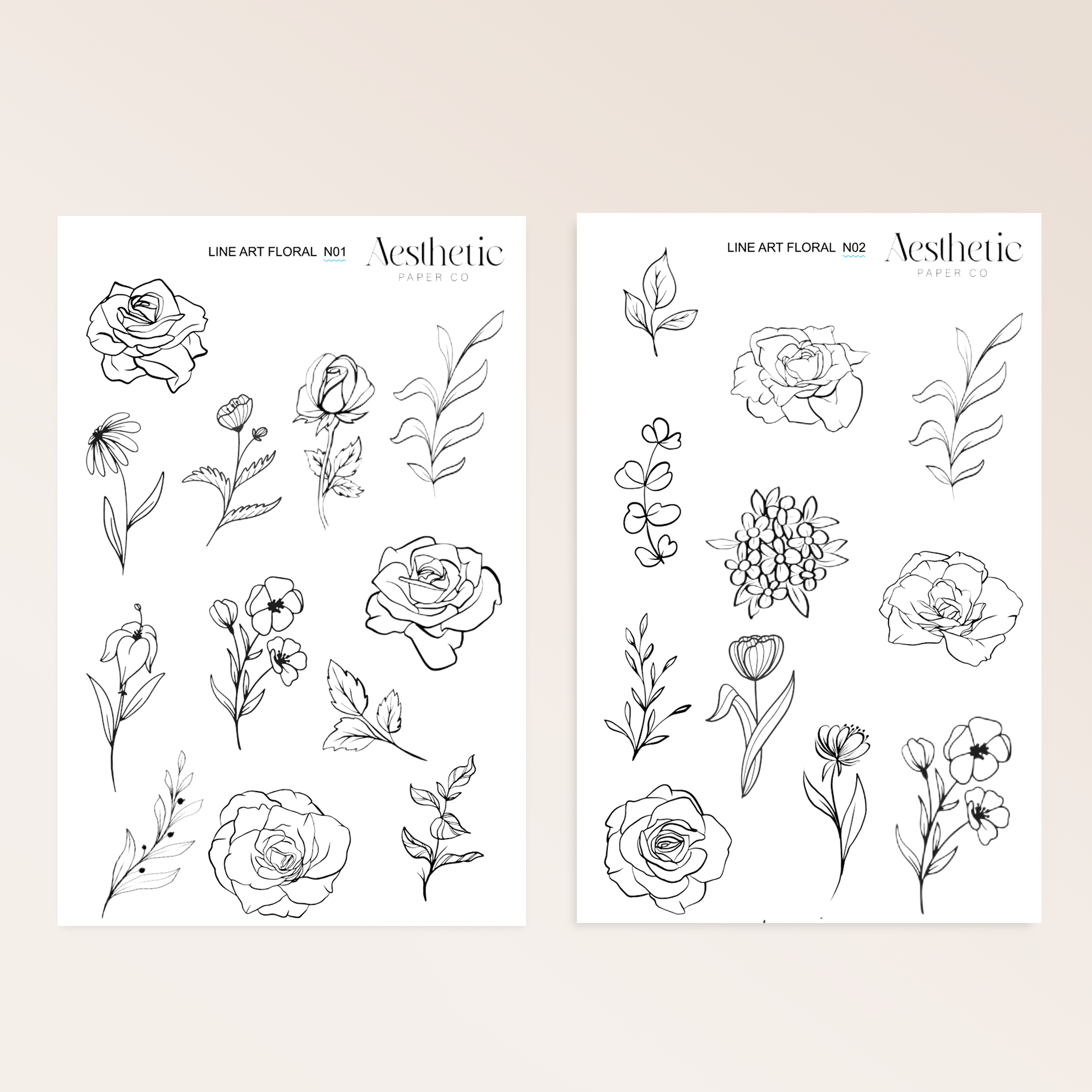 LINE ART FLORAL | STICKERS