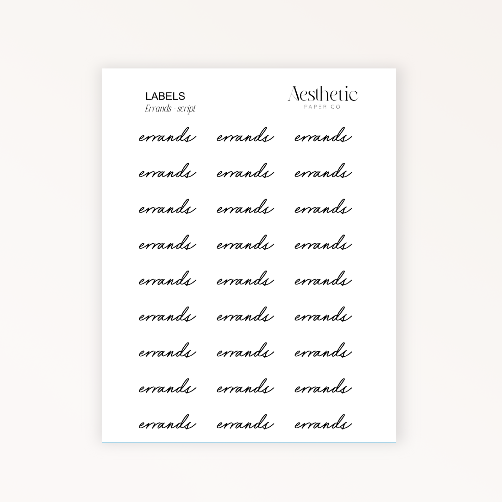 LABELS | Errands