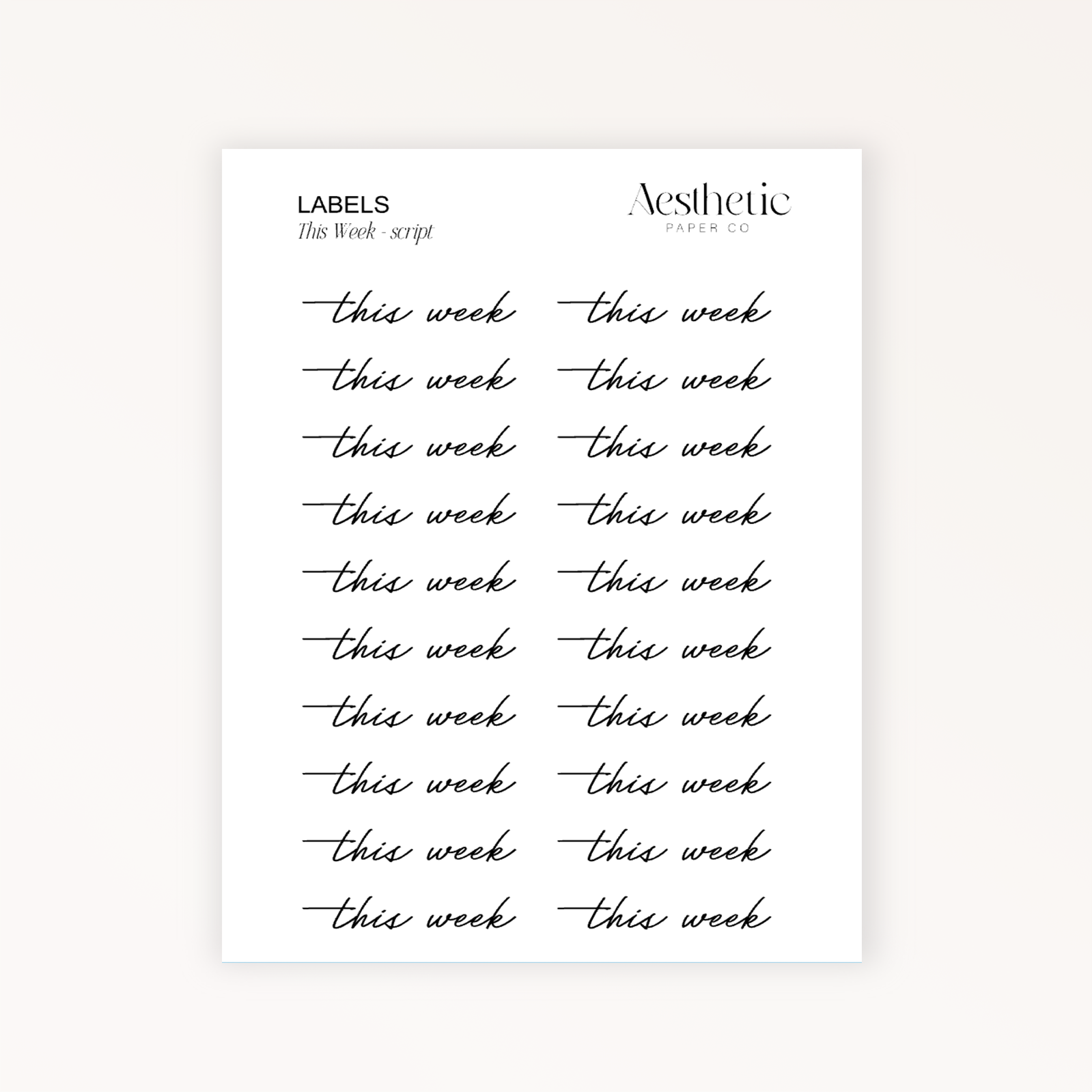 LABELS | This Week