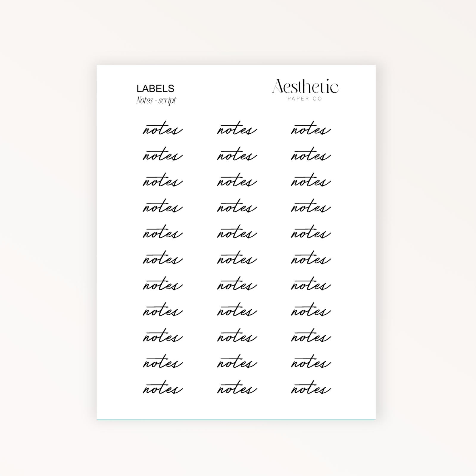 LABELS | Notes