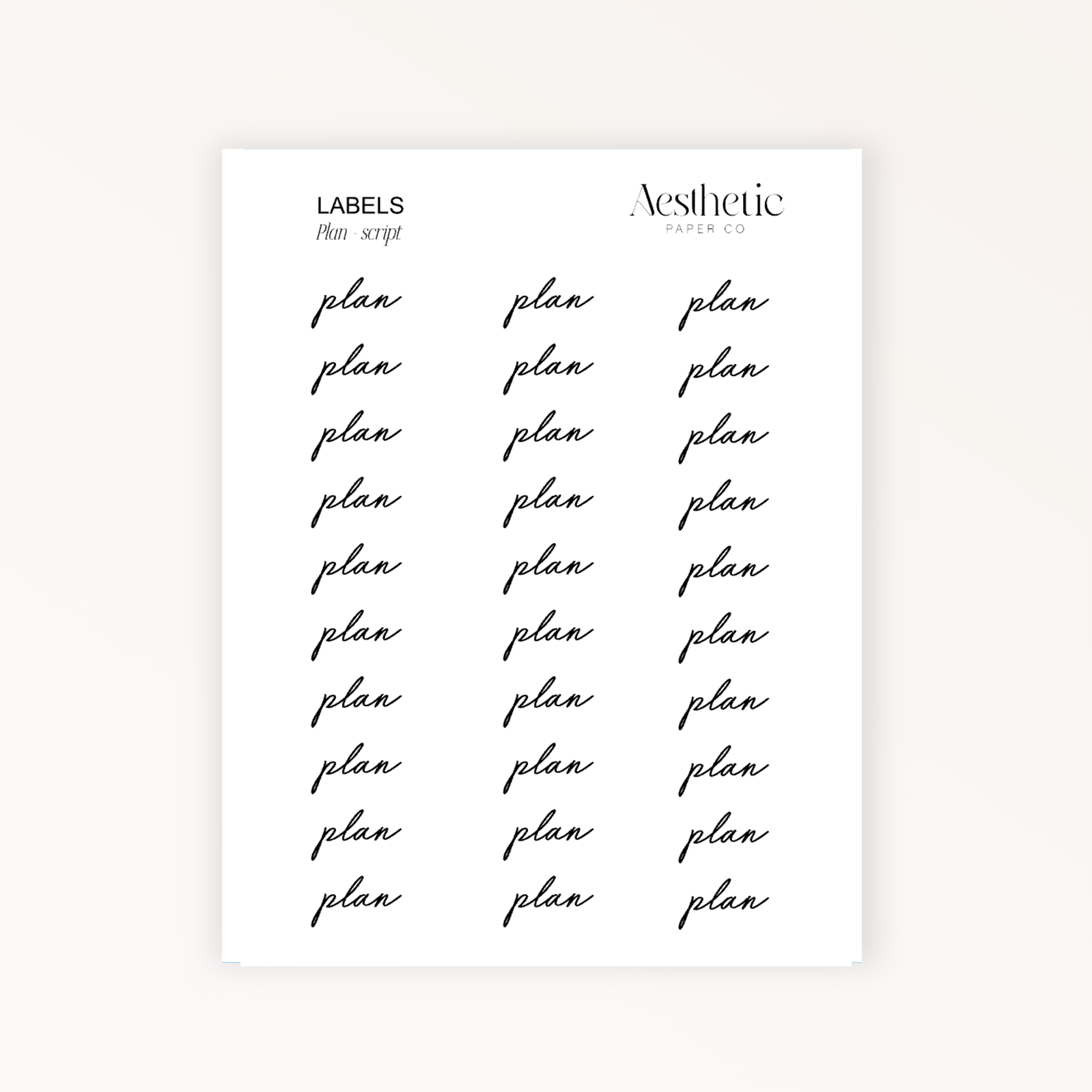 LABELS | Plan