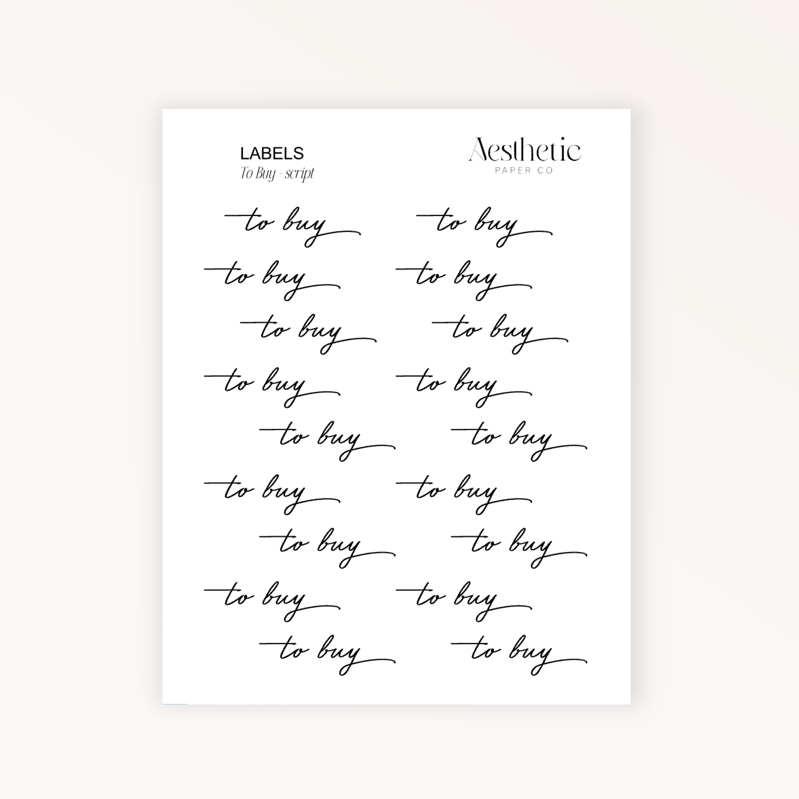 LABELS | To Buy