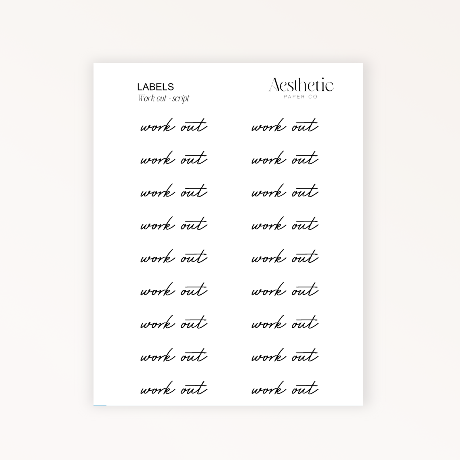 LABELS | Work Out