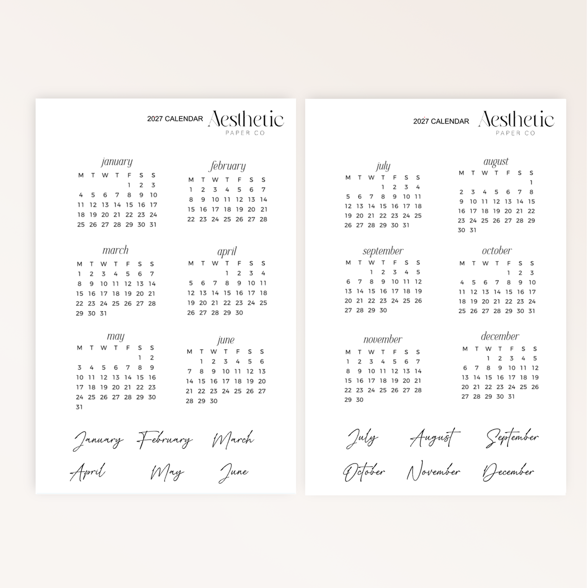2027 CALENDAR | STICKERS