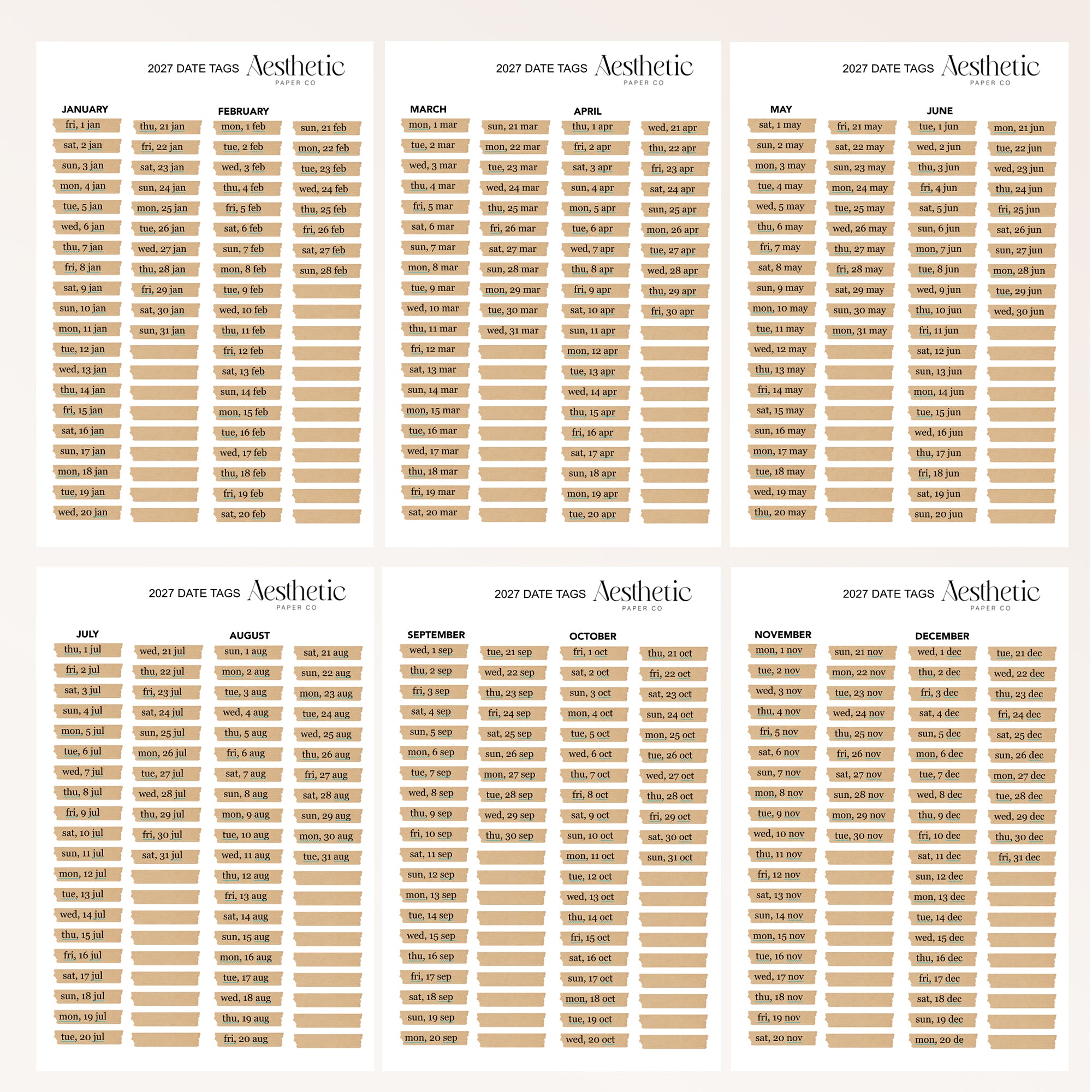 2027 DATE LABELS | STICKER