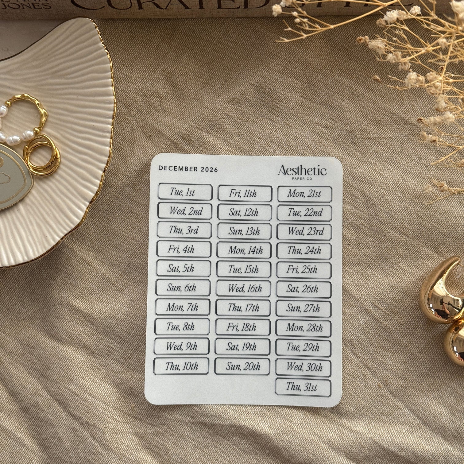 DECEMBER DATE LABELS | 2026 | STICKER