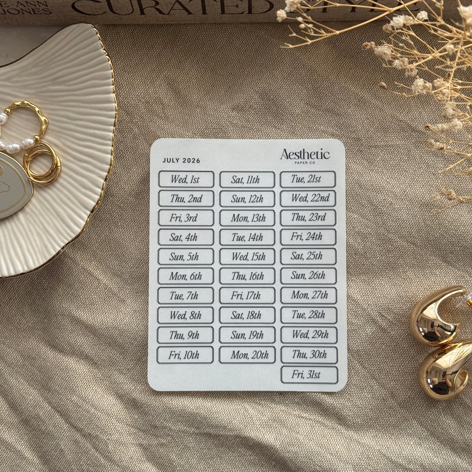 JULY DATE LABELS | 2026 | STICKER