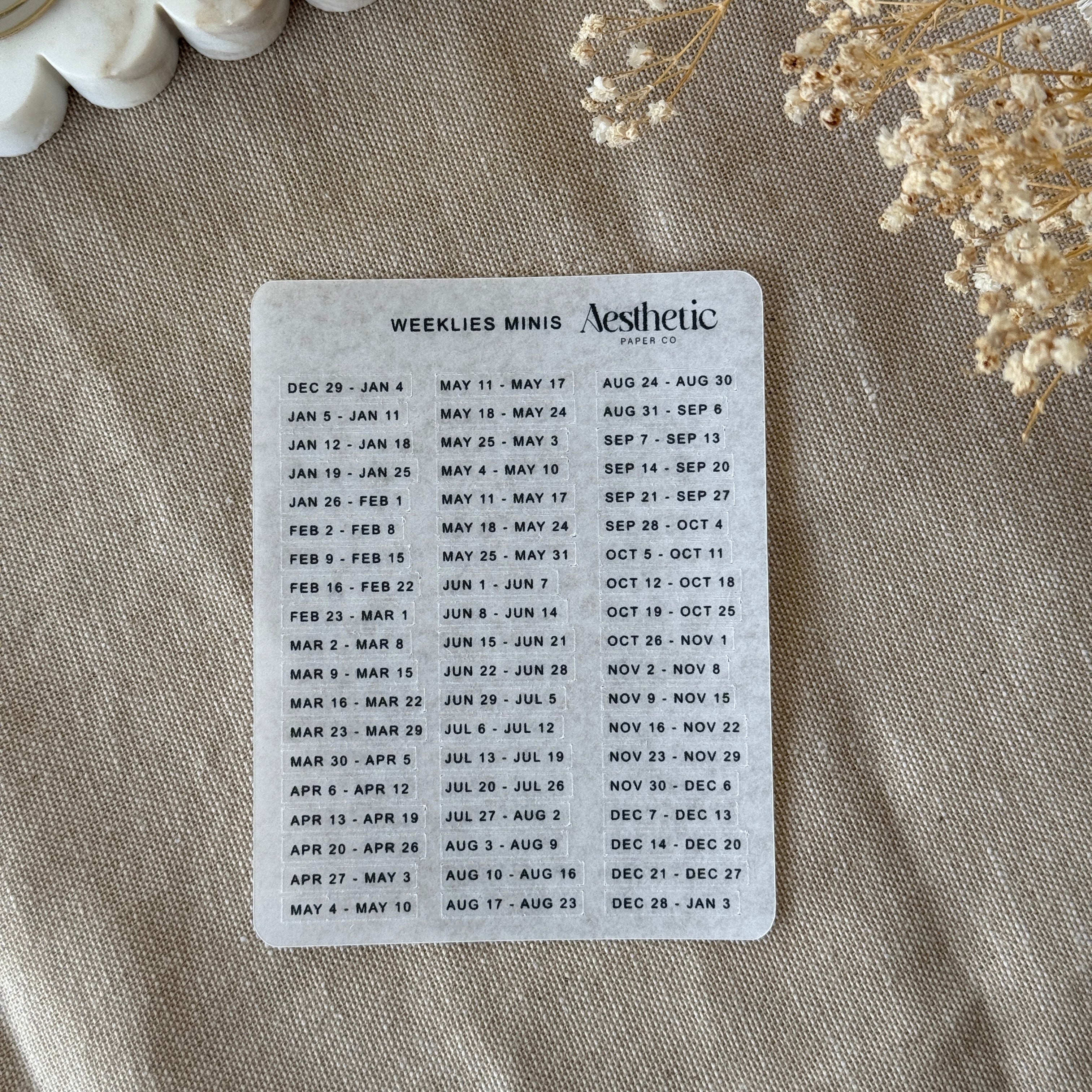 2026 WEEKLY MINI’S | STICKER