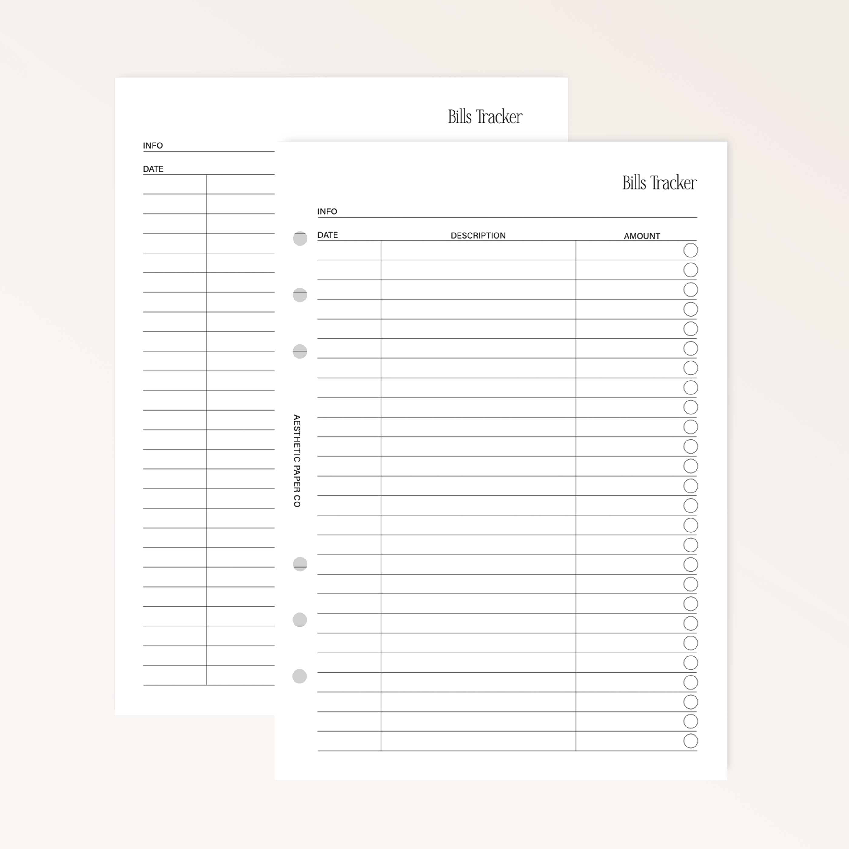 UN013 - Bills Tracker Insert