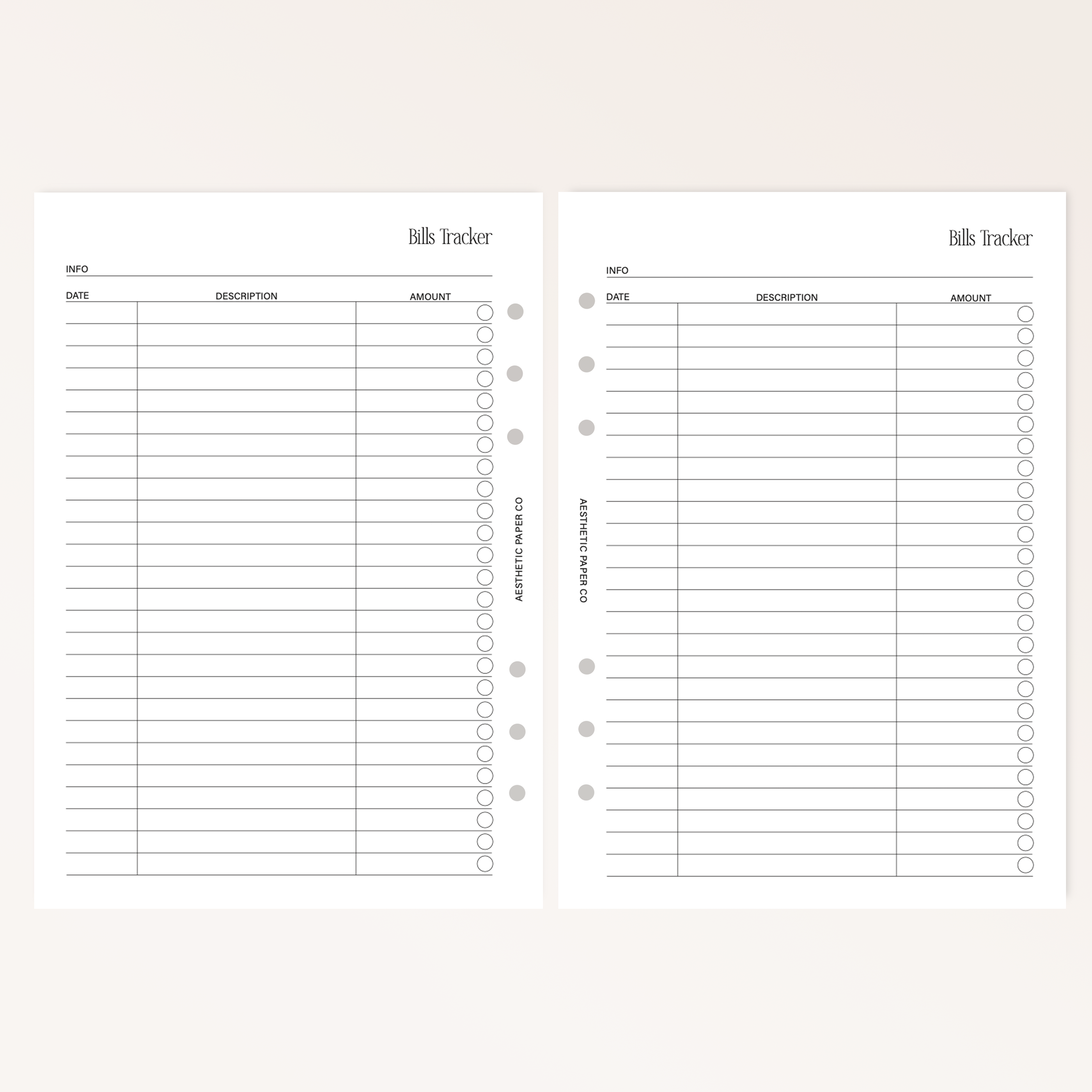 UN013 - Bills Tracker Insert