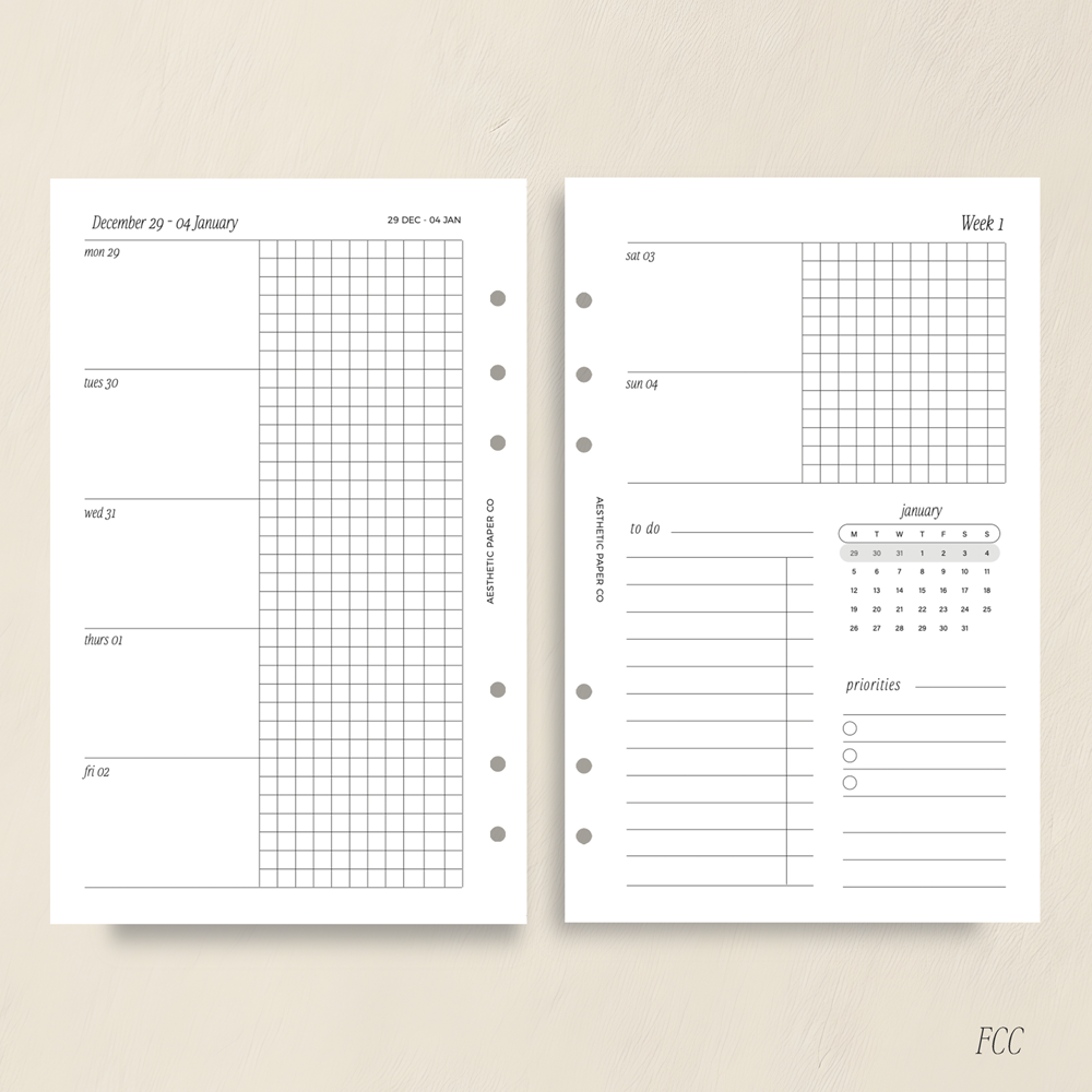 2026 WEEK ON TWO PAGE | WO2P GRAPH
