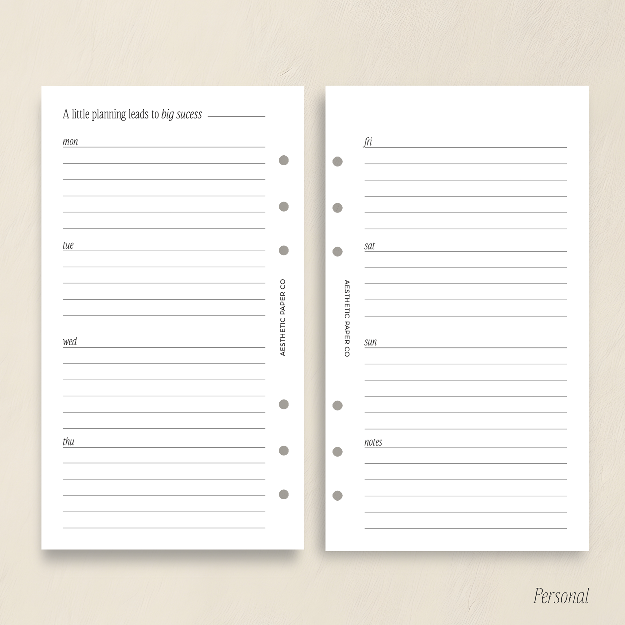 UN01 - Horizontal Weeklies Lined Insert  | PDF