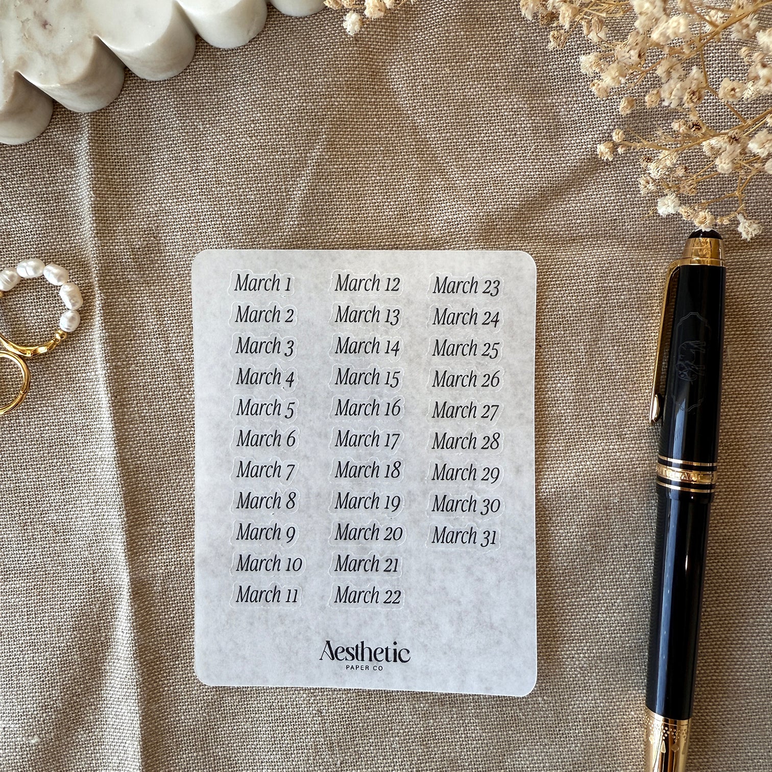 MARCH DATE LABELS | STICKER